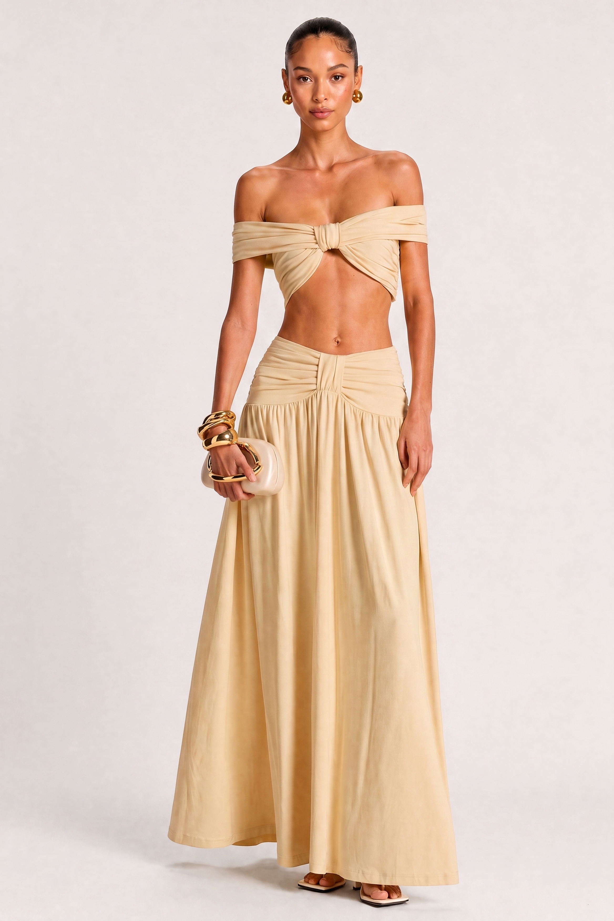 Bardot Twist Maxi Skirt Set – Butter Nude