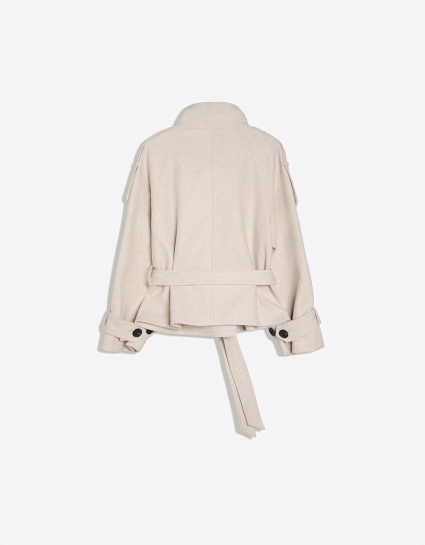 Cropped Wool Trench Jacket