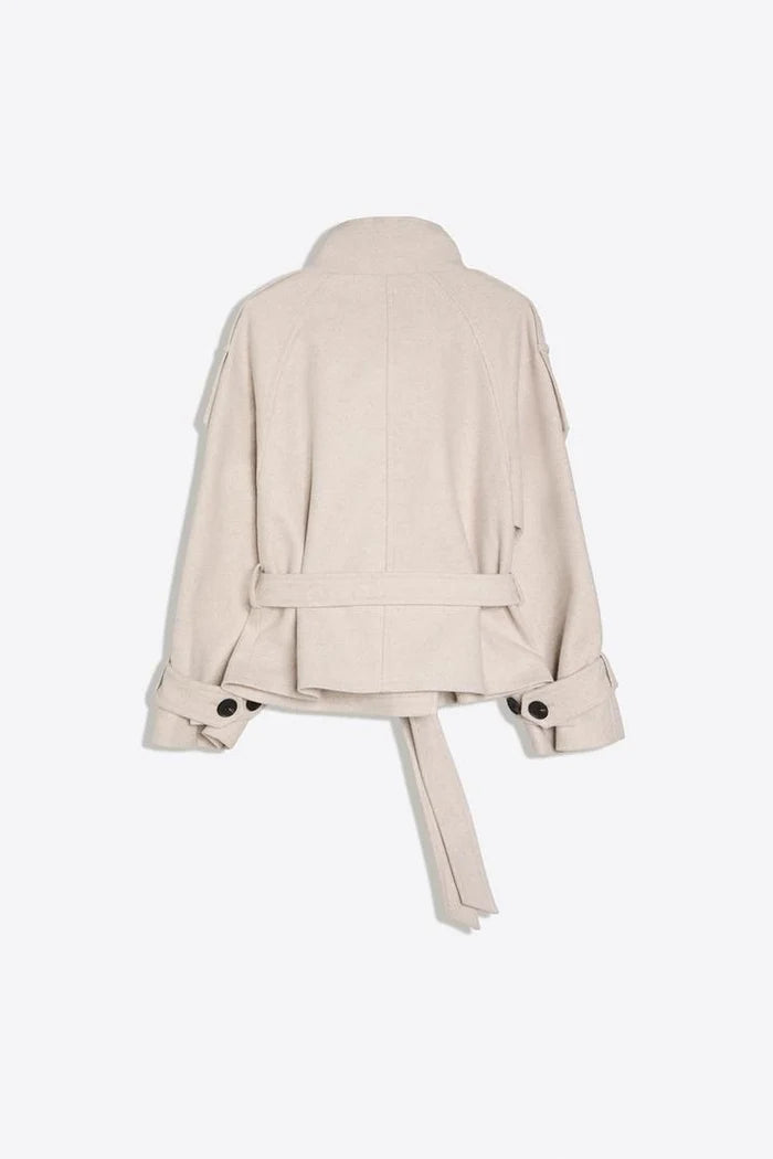 Cropped Wool Trench Jacket