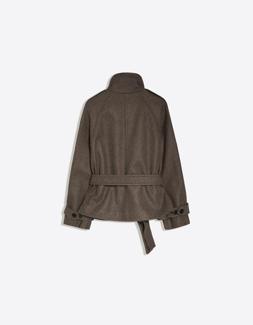 Cropped Wool Trench Jacket