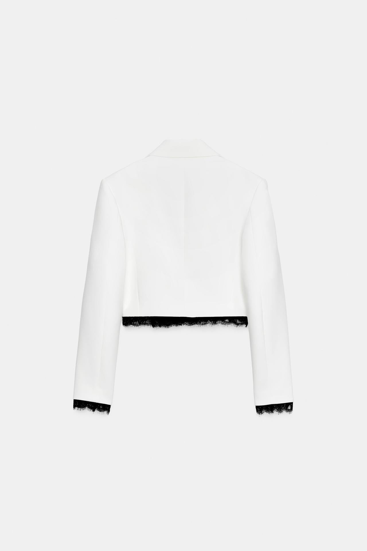Lace Trim Blazer & Shorts Set