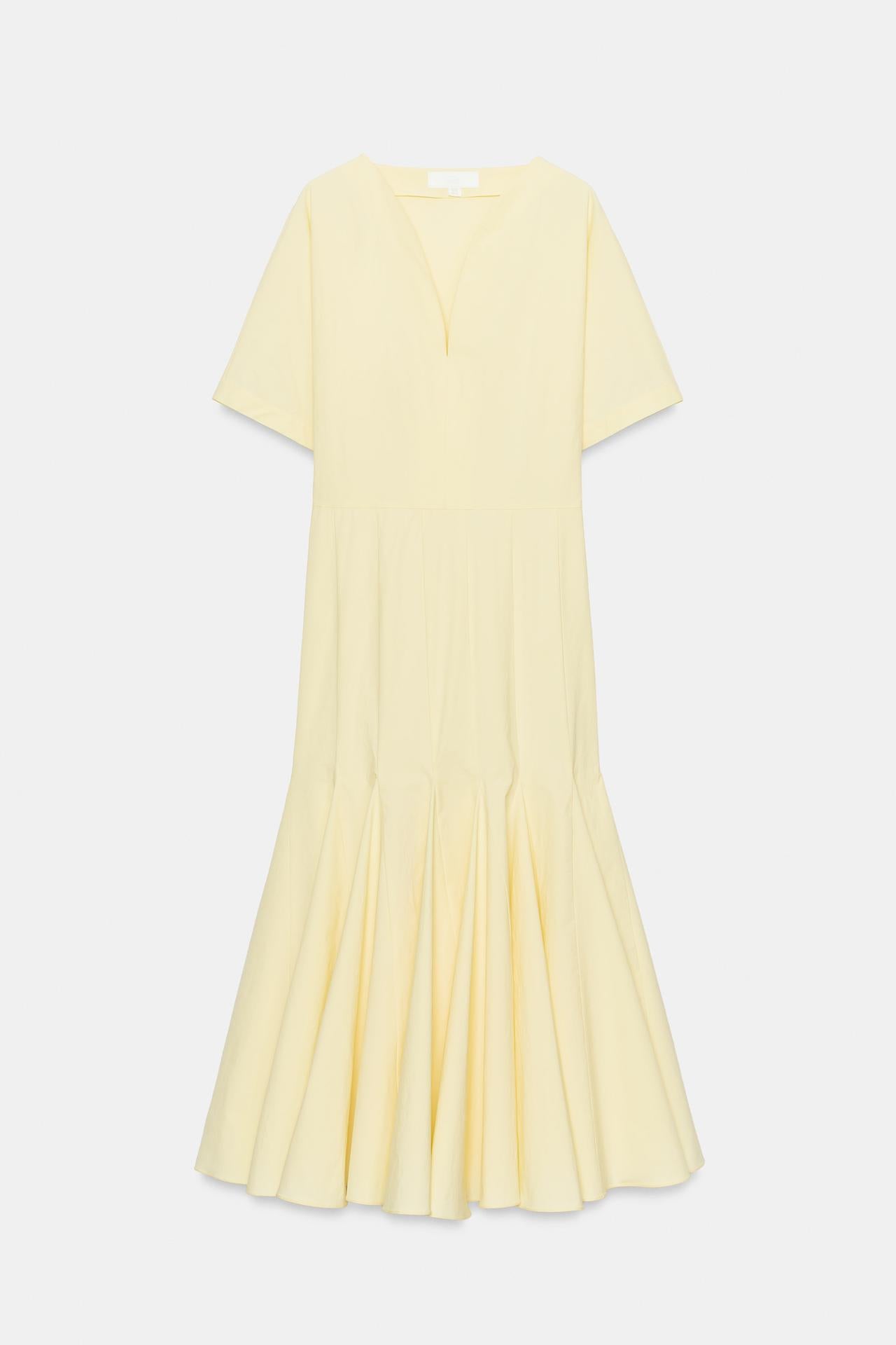 Pintuck Fluted Maxi Dress