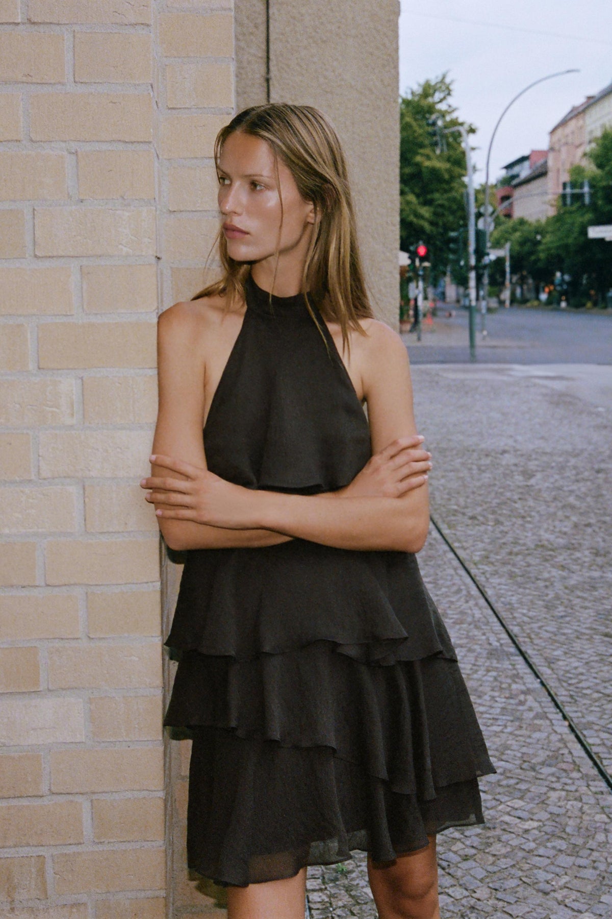 Tiered Halter Mini Dress
