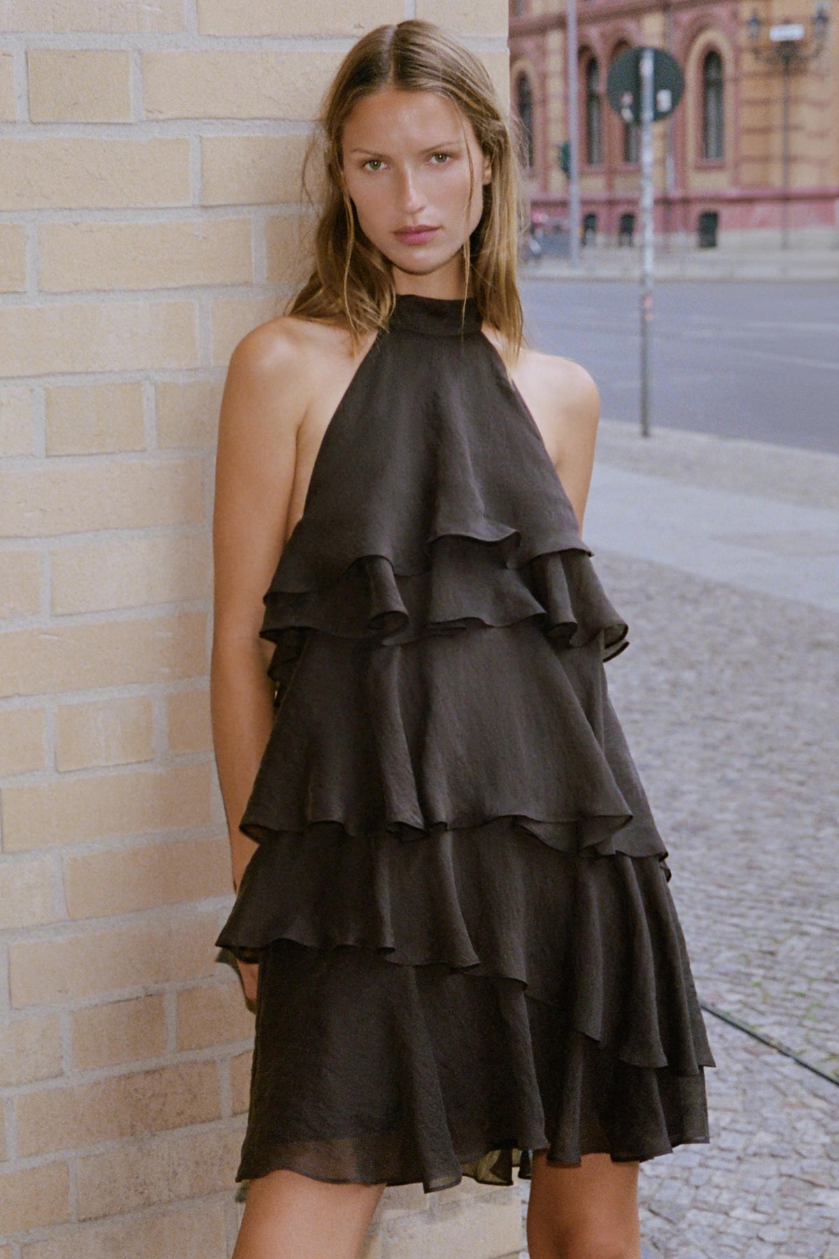 Tiered Halter Mini Dress