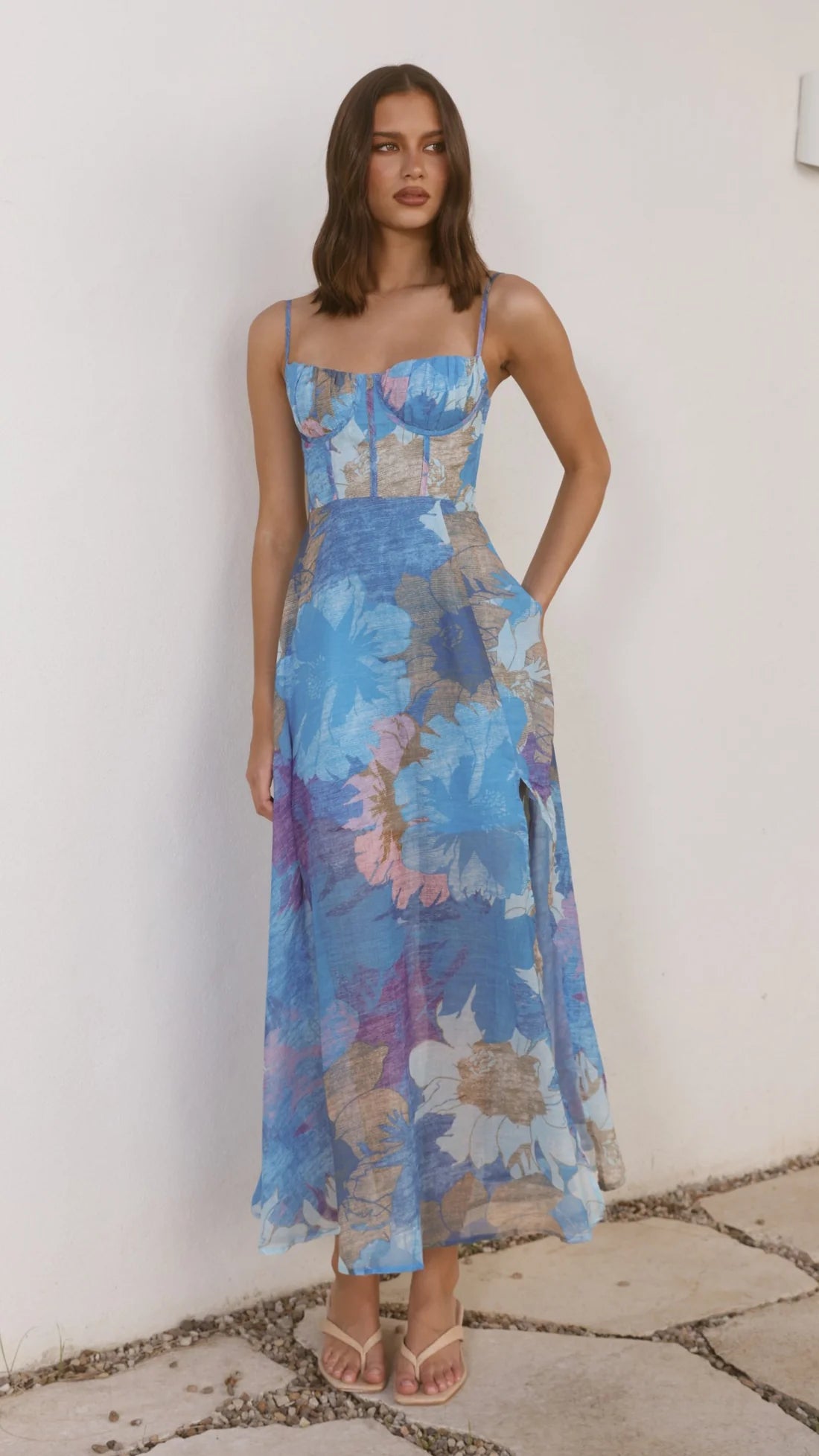 Marina Floral Corset Maxi Dress