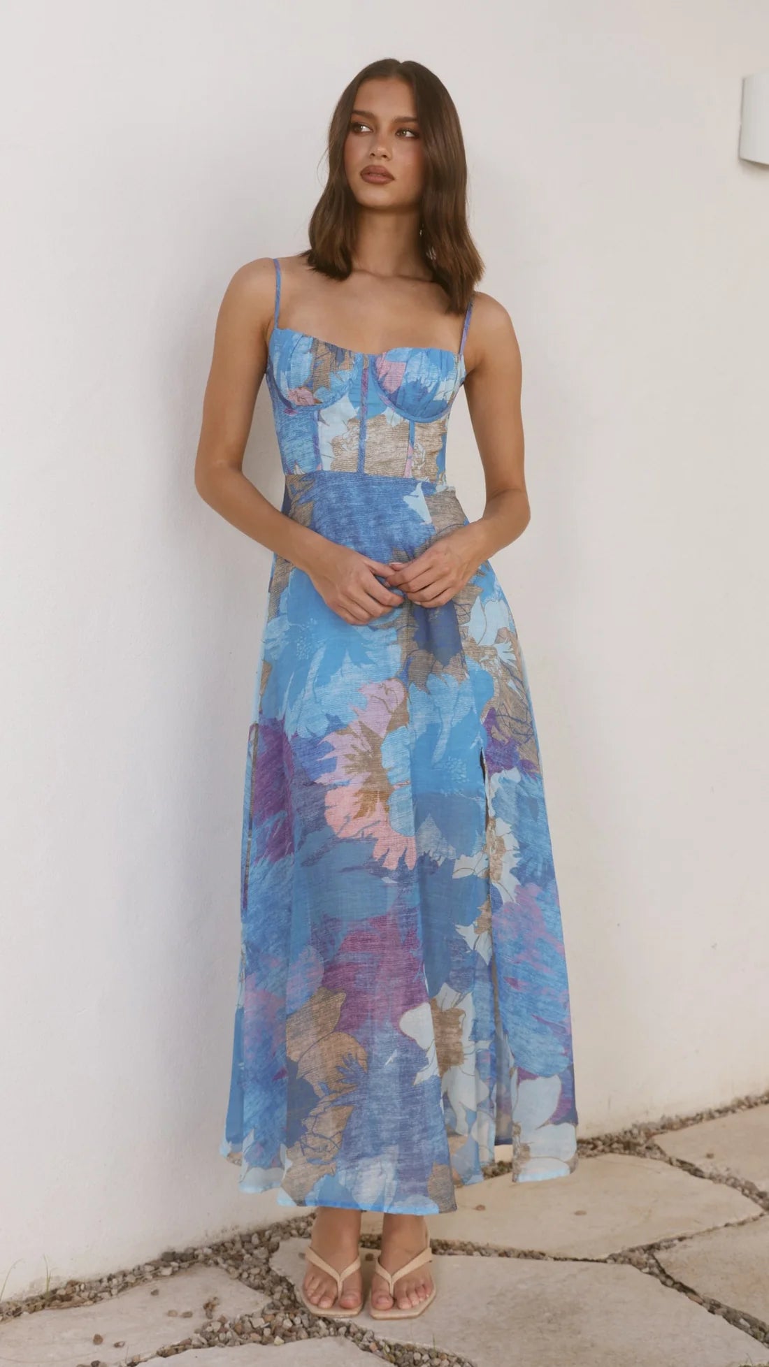 Marina Floral Corset Maxi Dress