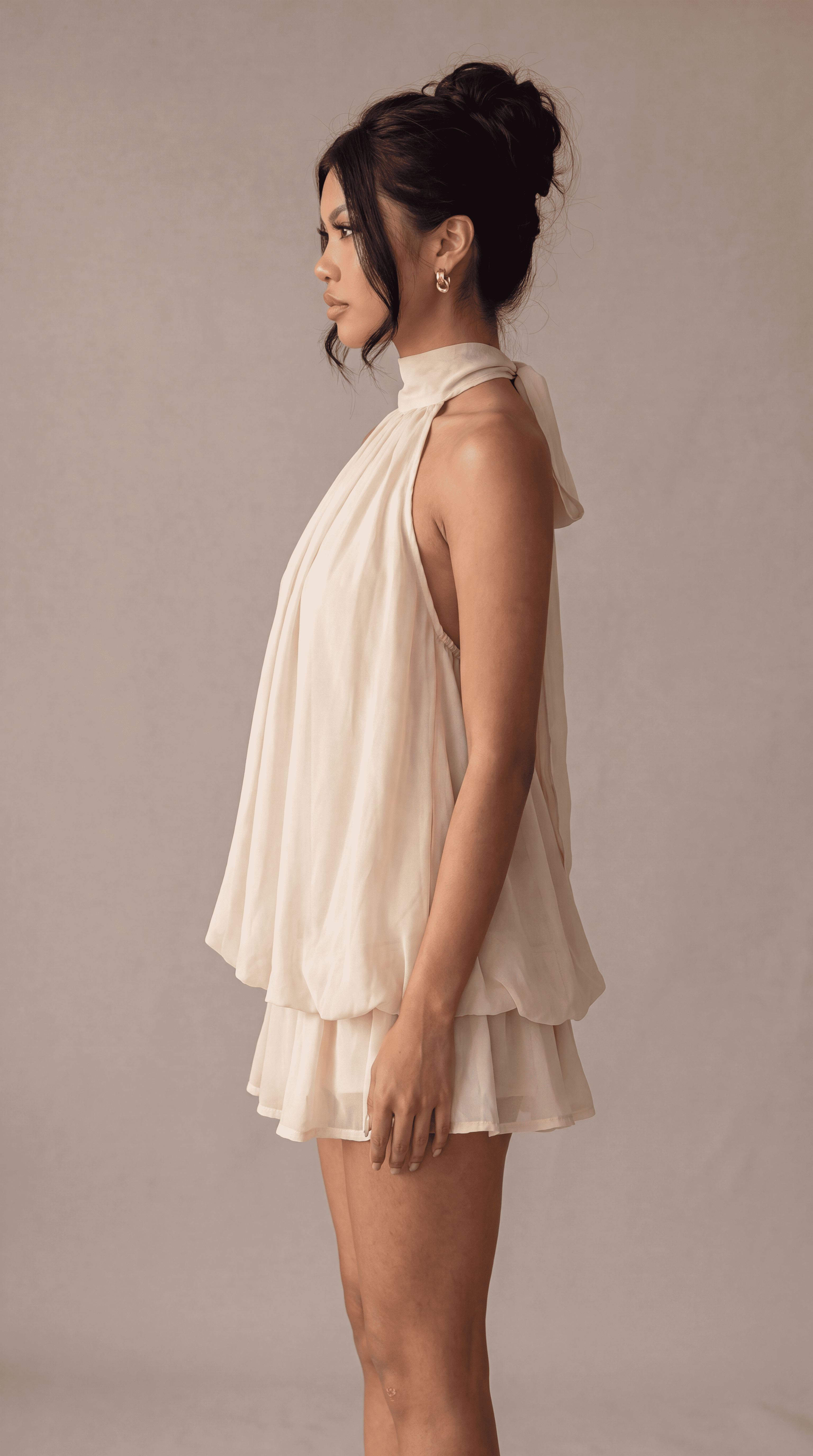 Satin Halter Bubble Mini Dress