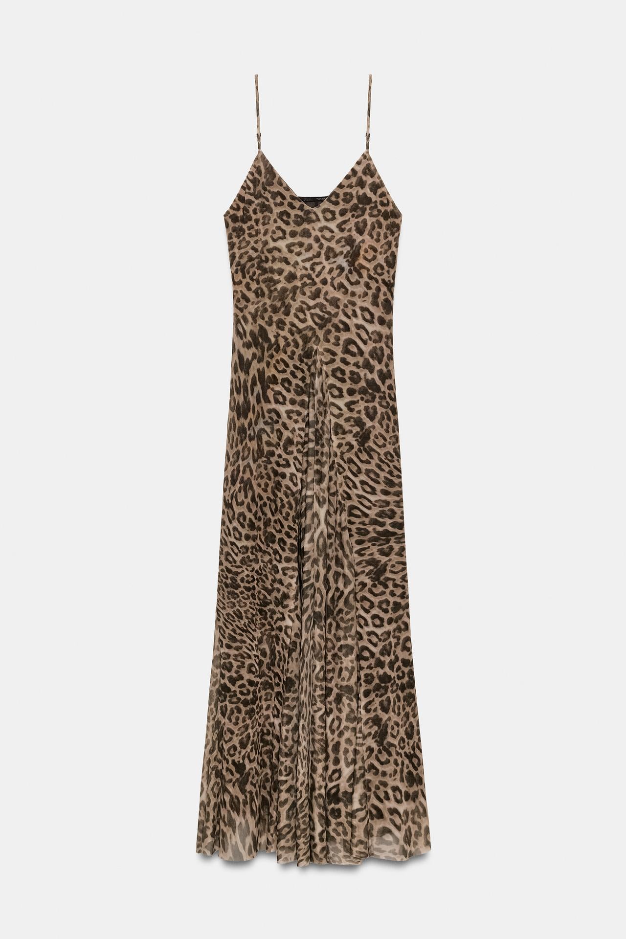 Leopard Mesh Slip Maxi Dress