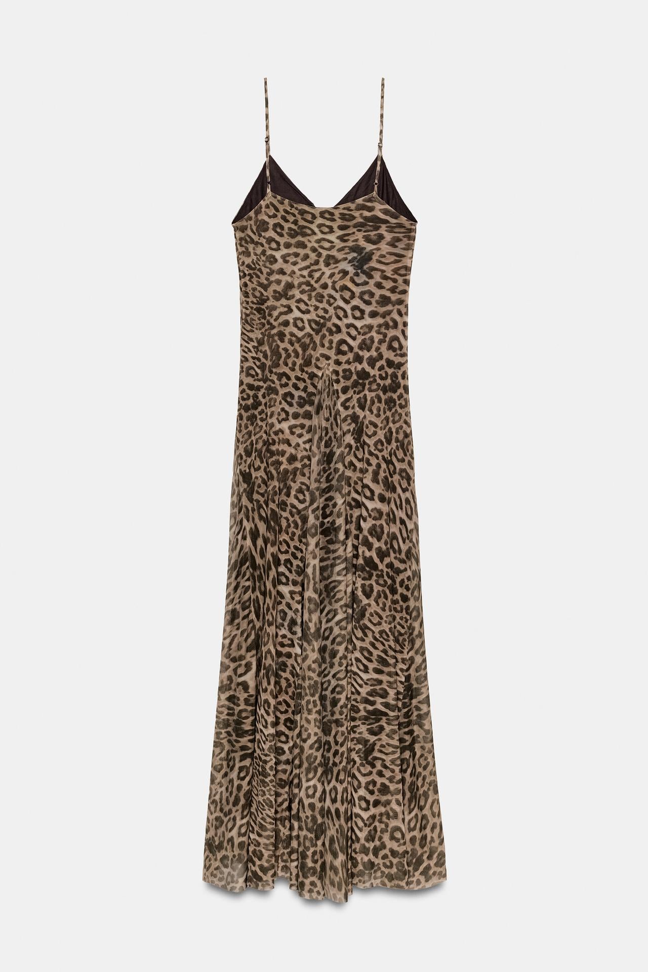 Leopard Mesh Slip Maxi Dress