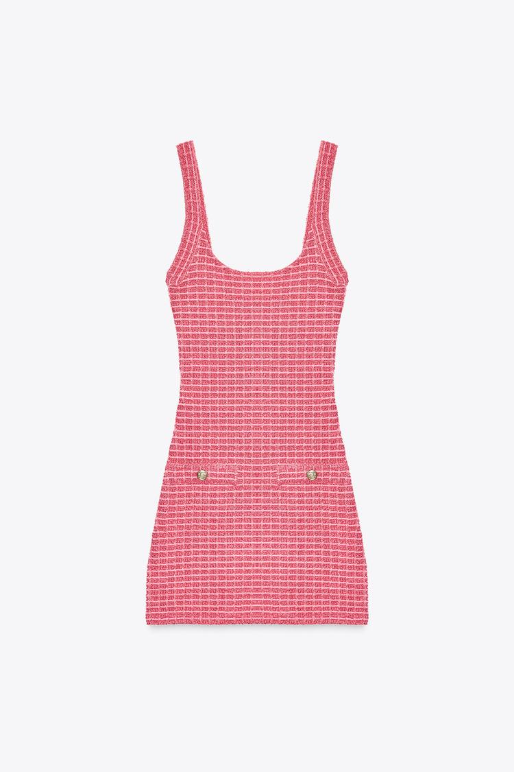 Pink Tweed Mini Dress