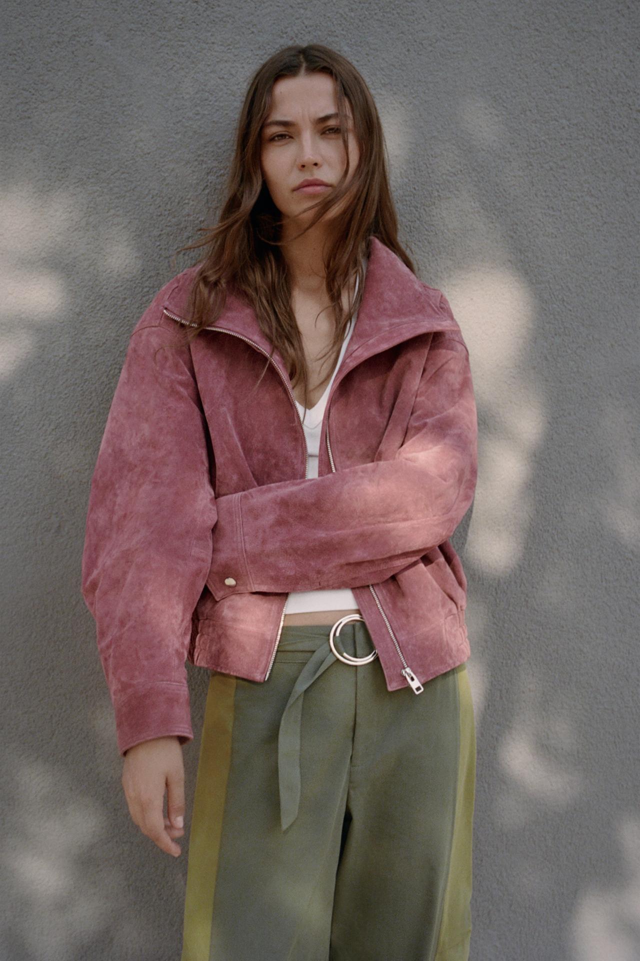 Oversized Suede Bomber Jacket
