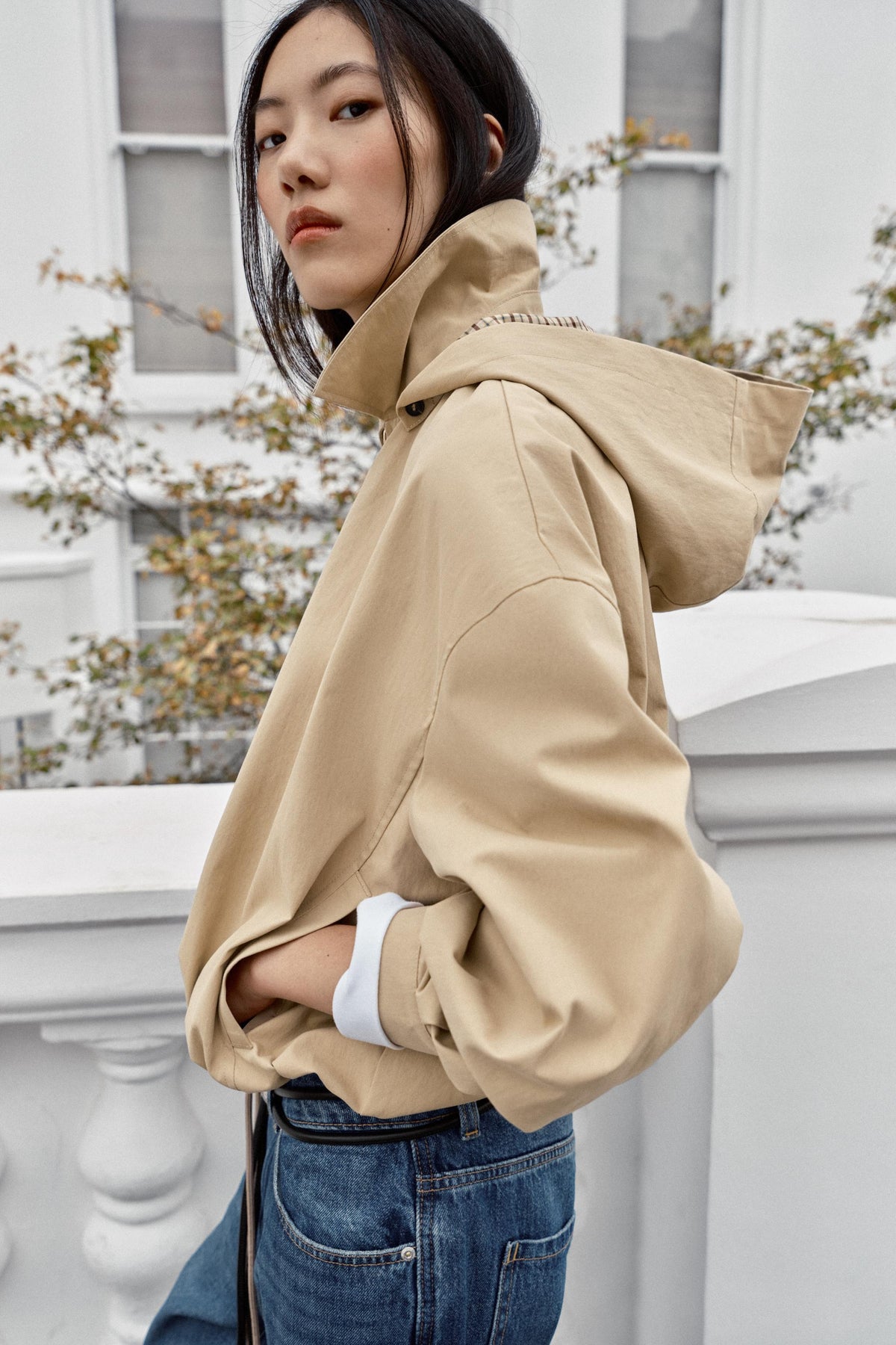 Hooded Cropped Harrington Jacket