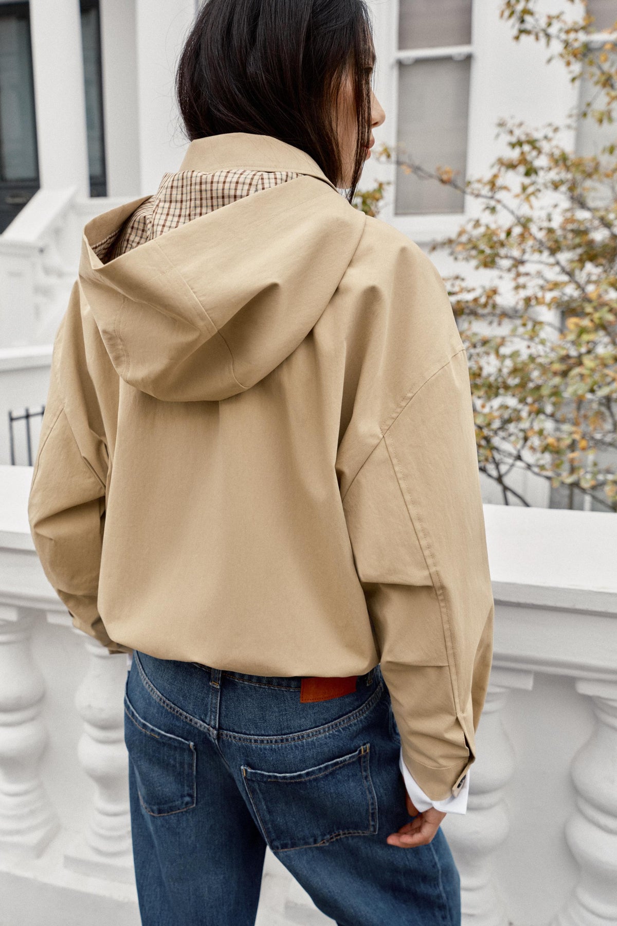 Hooded Cropped Harrington Jacket