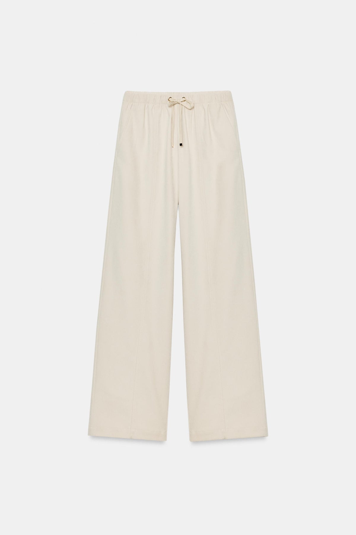 Cream Zip Hoodie & Wide-Leg Pants Set