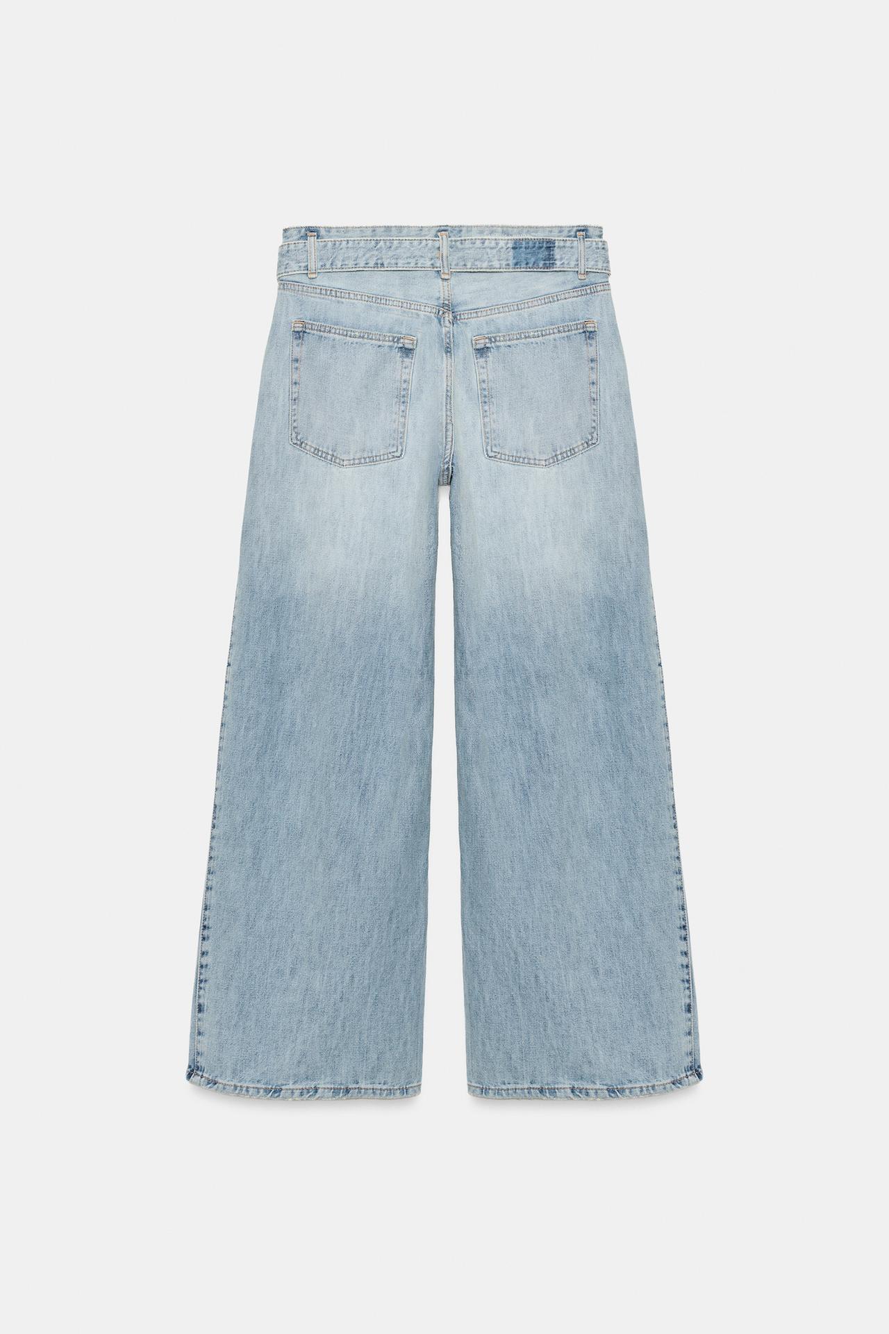 Foldover Waist Wide Leg Jeans