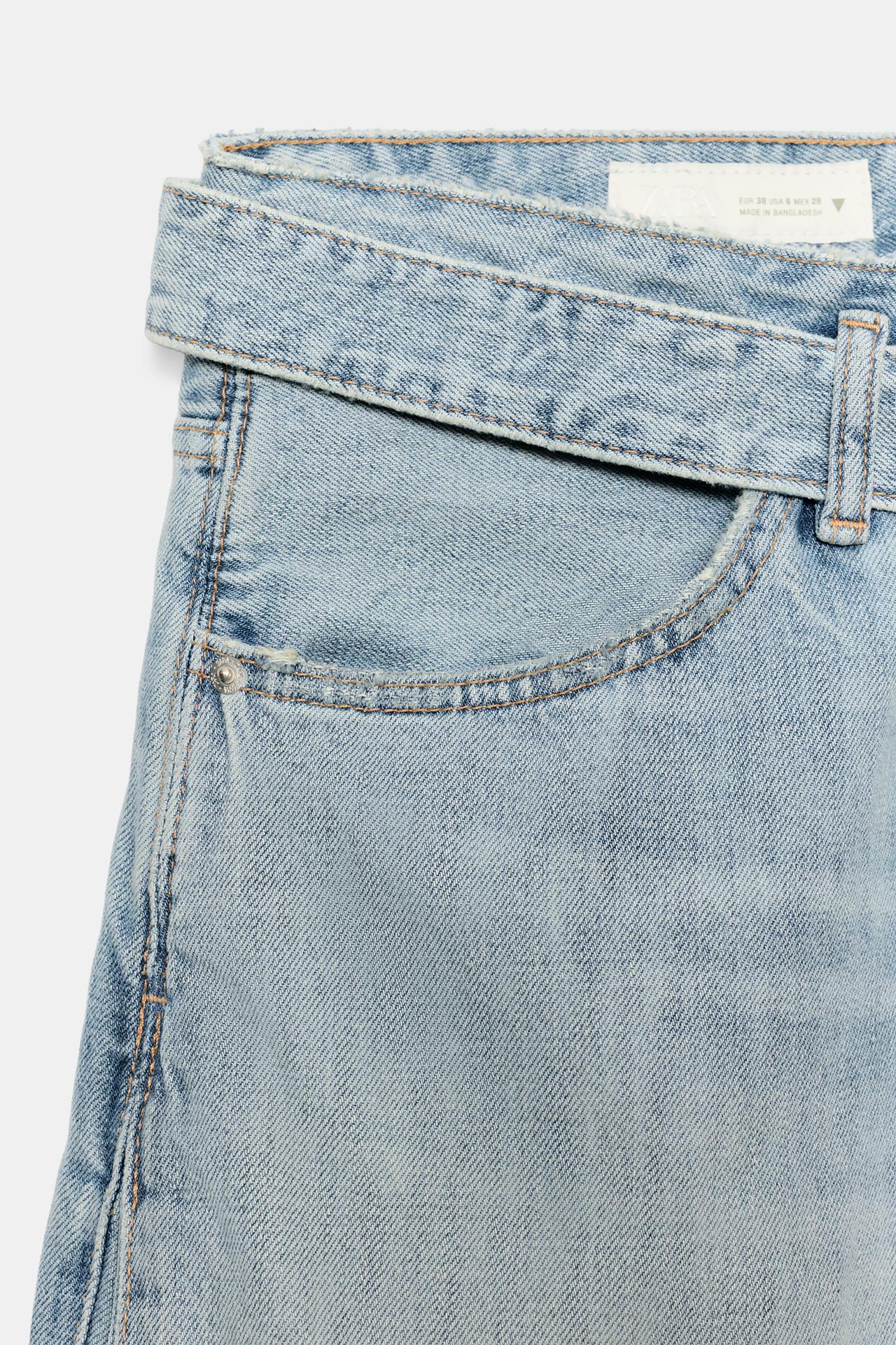 Foldover Waist Wide Leg Jeans