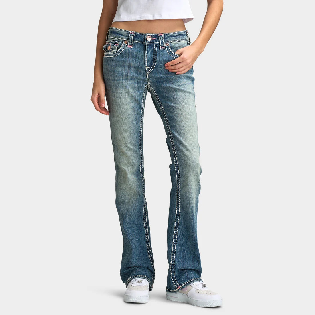 Brooke Vintage Wash Contrast Stitch Bootcut Jeans
