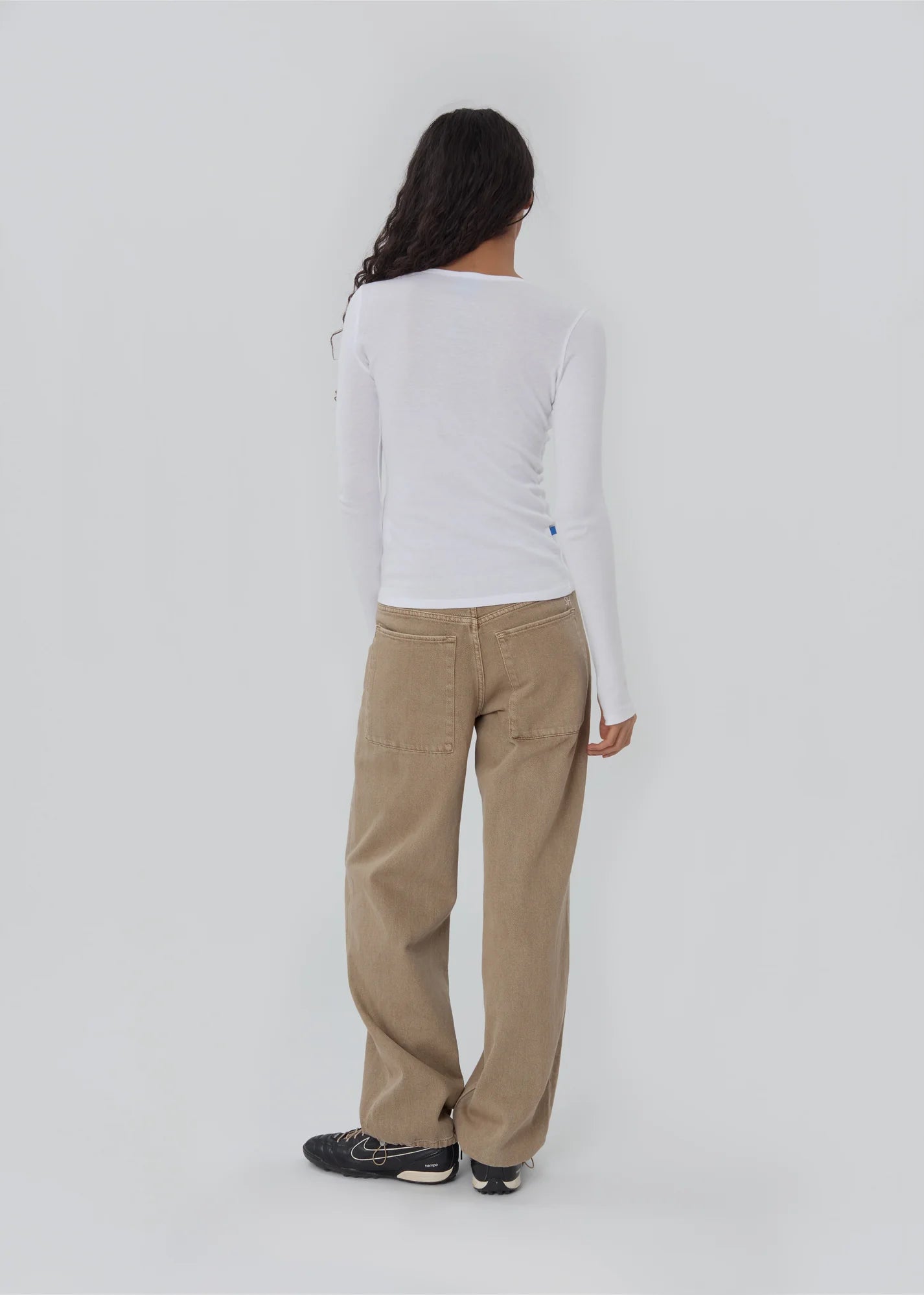 Washed Tan Wide-Leg Carpenter Jeans