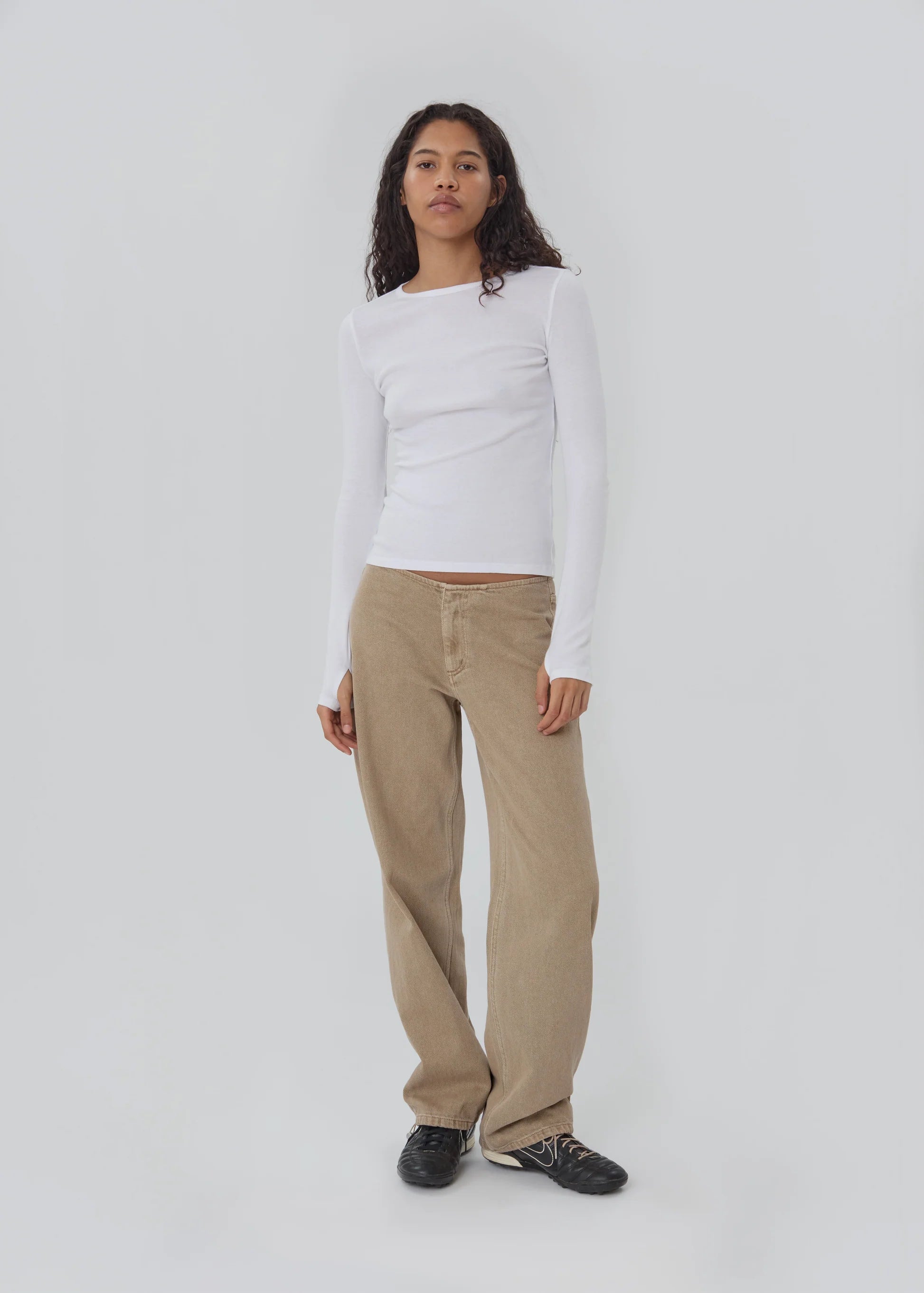Washed Tan Wide-Leg Carpenter Jeans