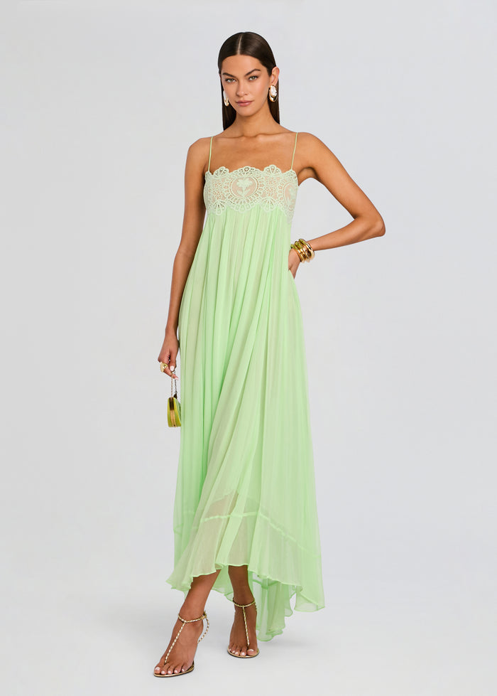 Pistachio Lace Chiffon Maxi