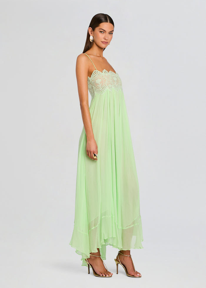 Pistachio Lace Chiffon Maxi