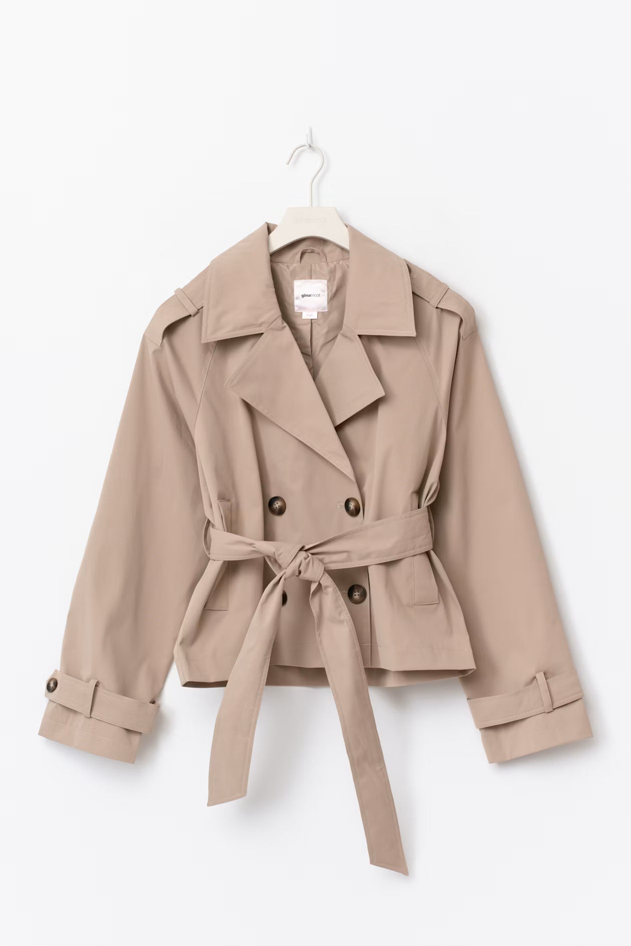 Cropped Belted Trench Jacket