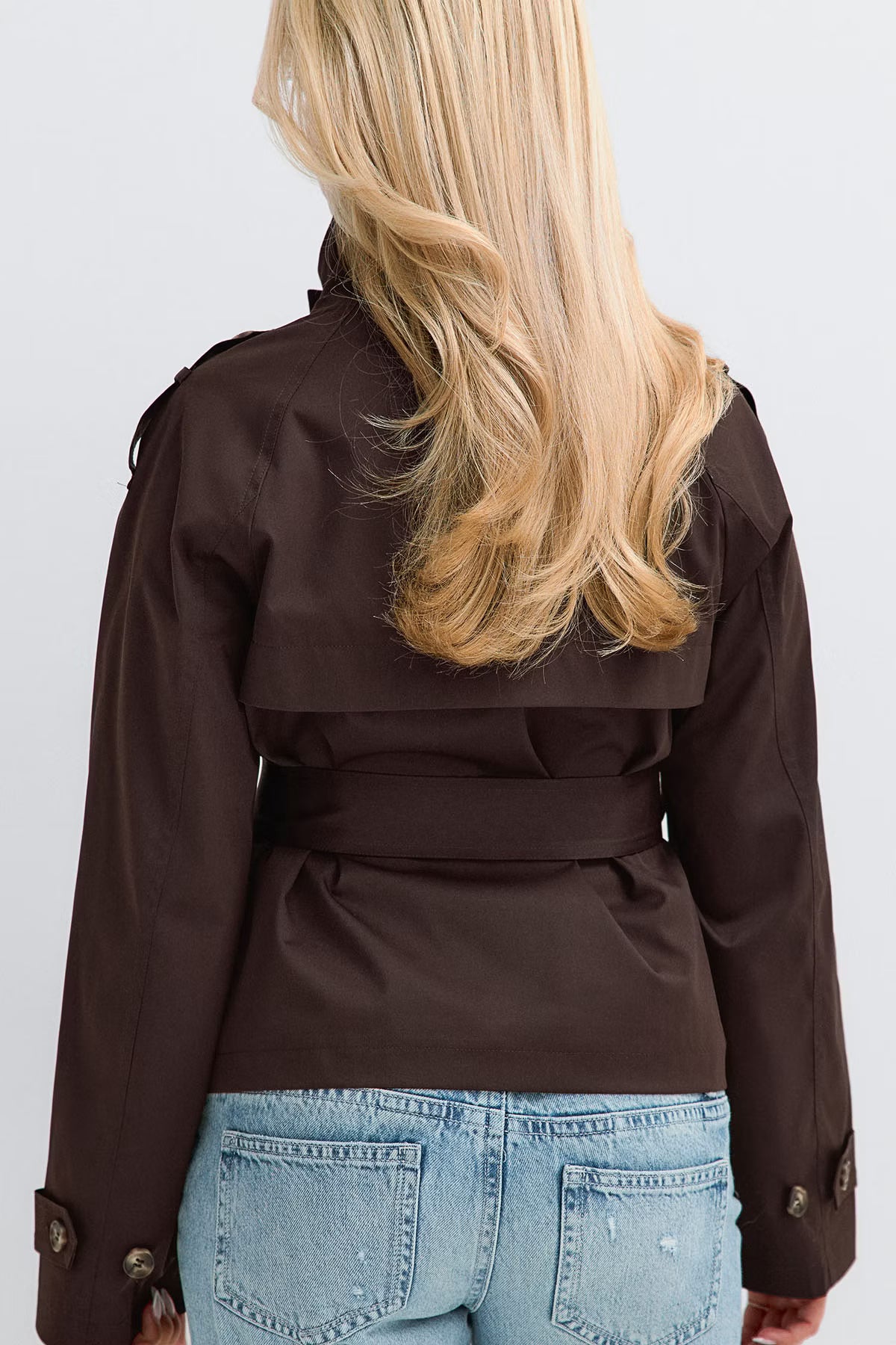 Cropped Belted Trench Jacket
