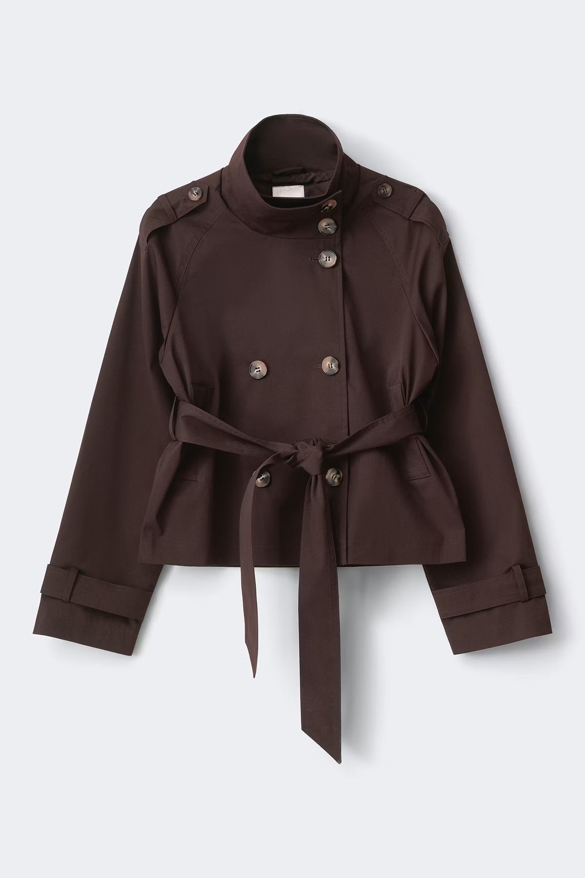 Cropped Belted Trench Jacket