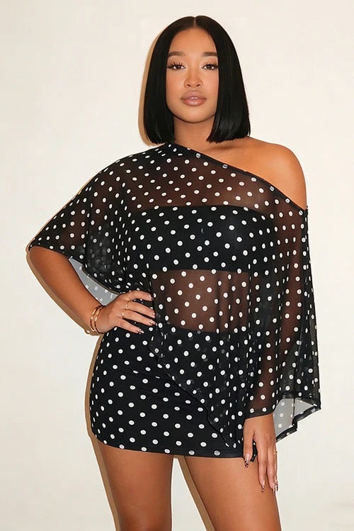 Kaia Draped Mesh Mini Dress