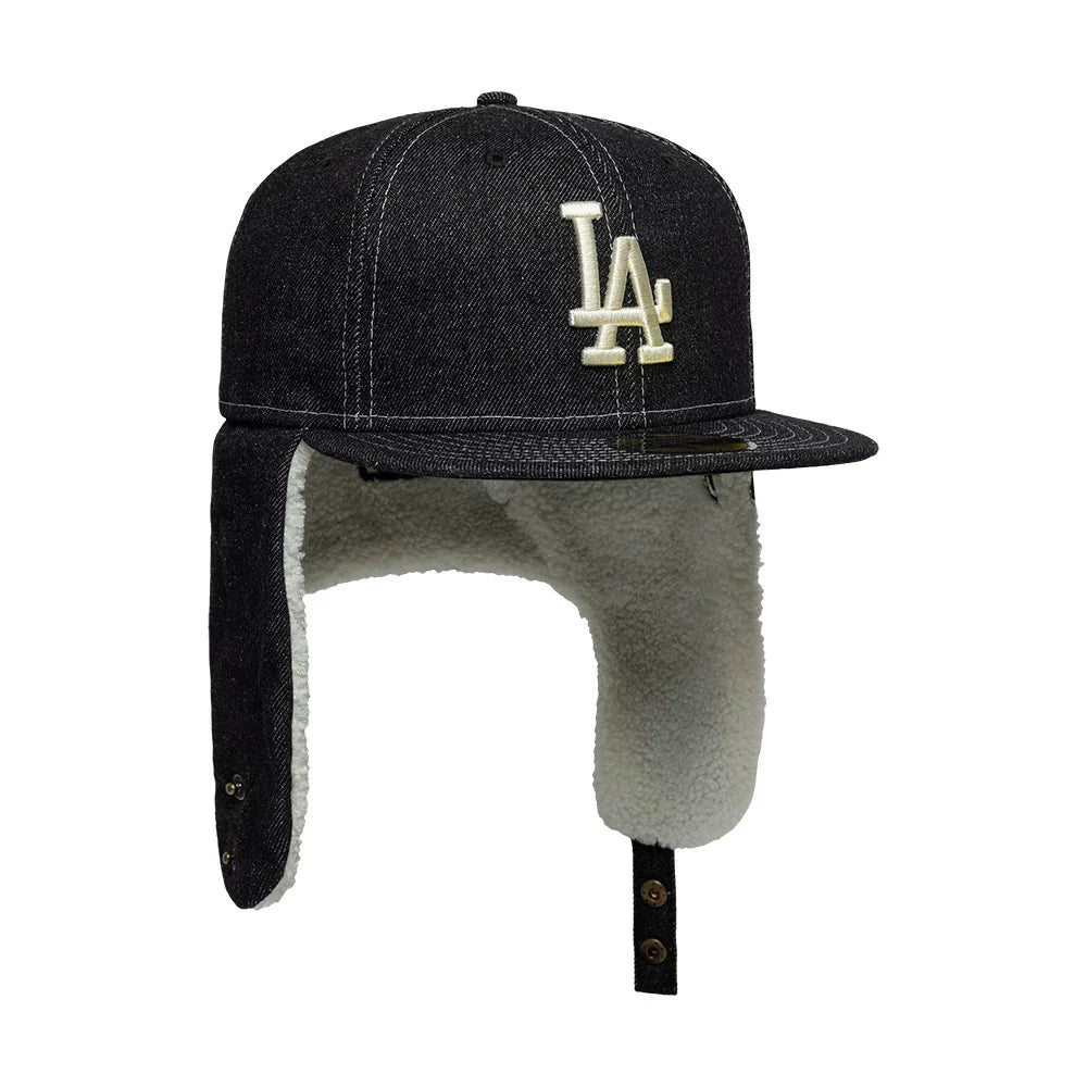 Sloane Denim Ear Flap Fitted Cap