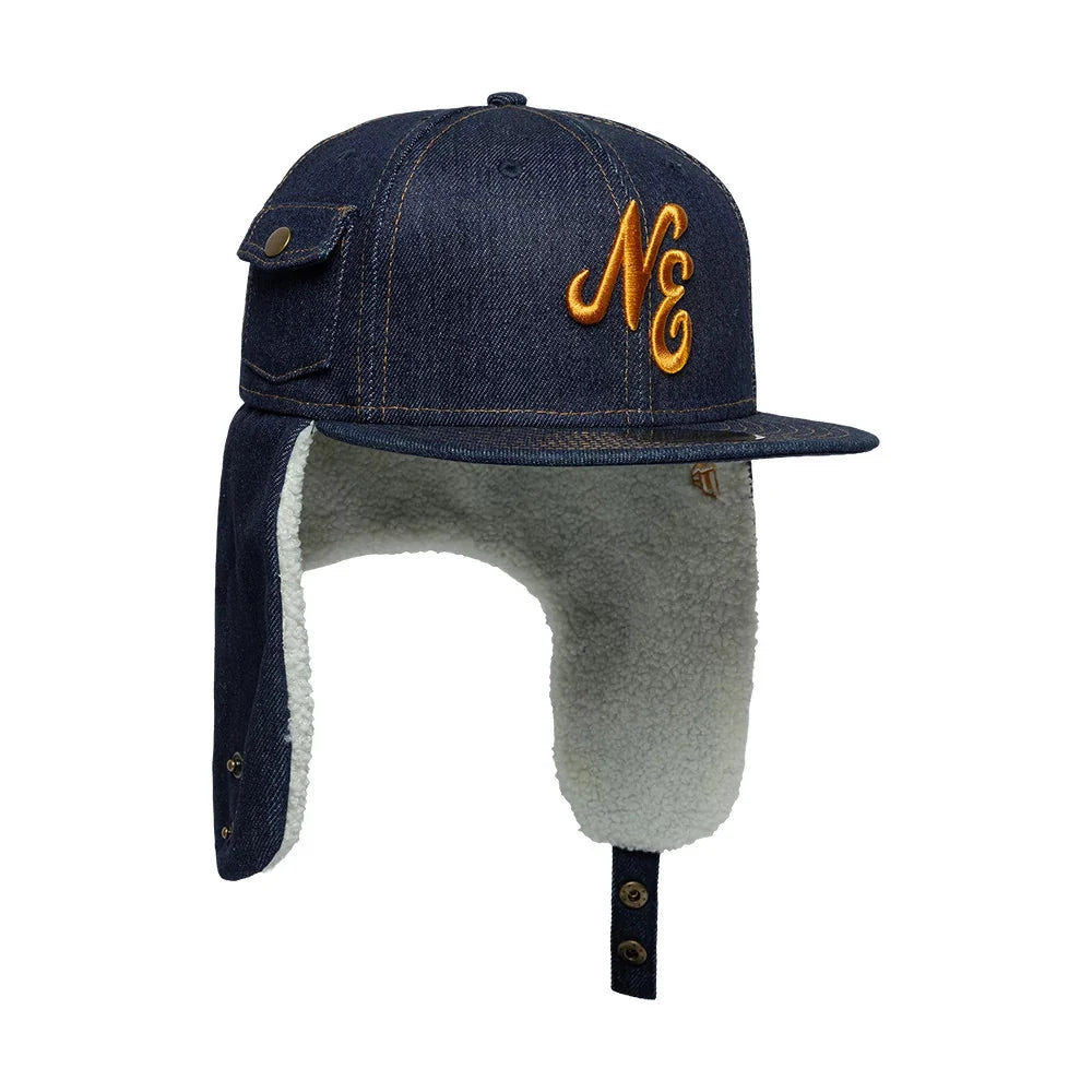 Sloane Denim Ear Flap Fitted Cap