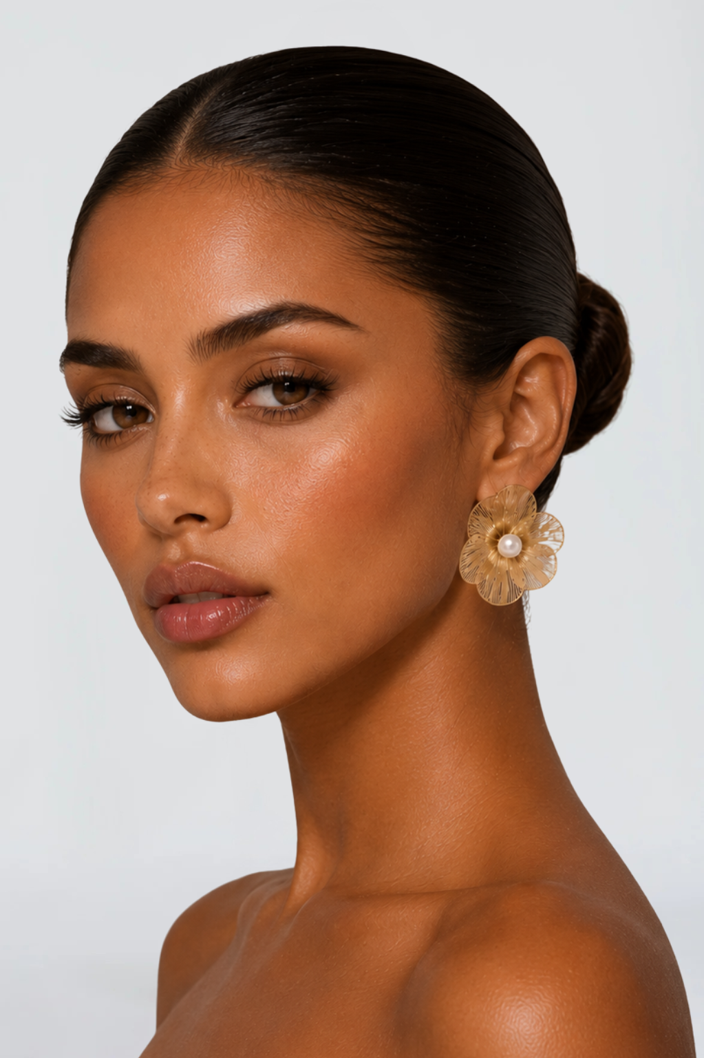 Golden Bloom Pearl Earrings