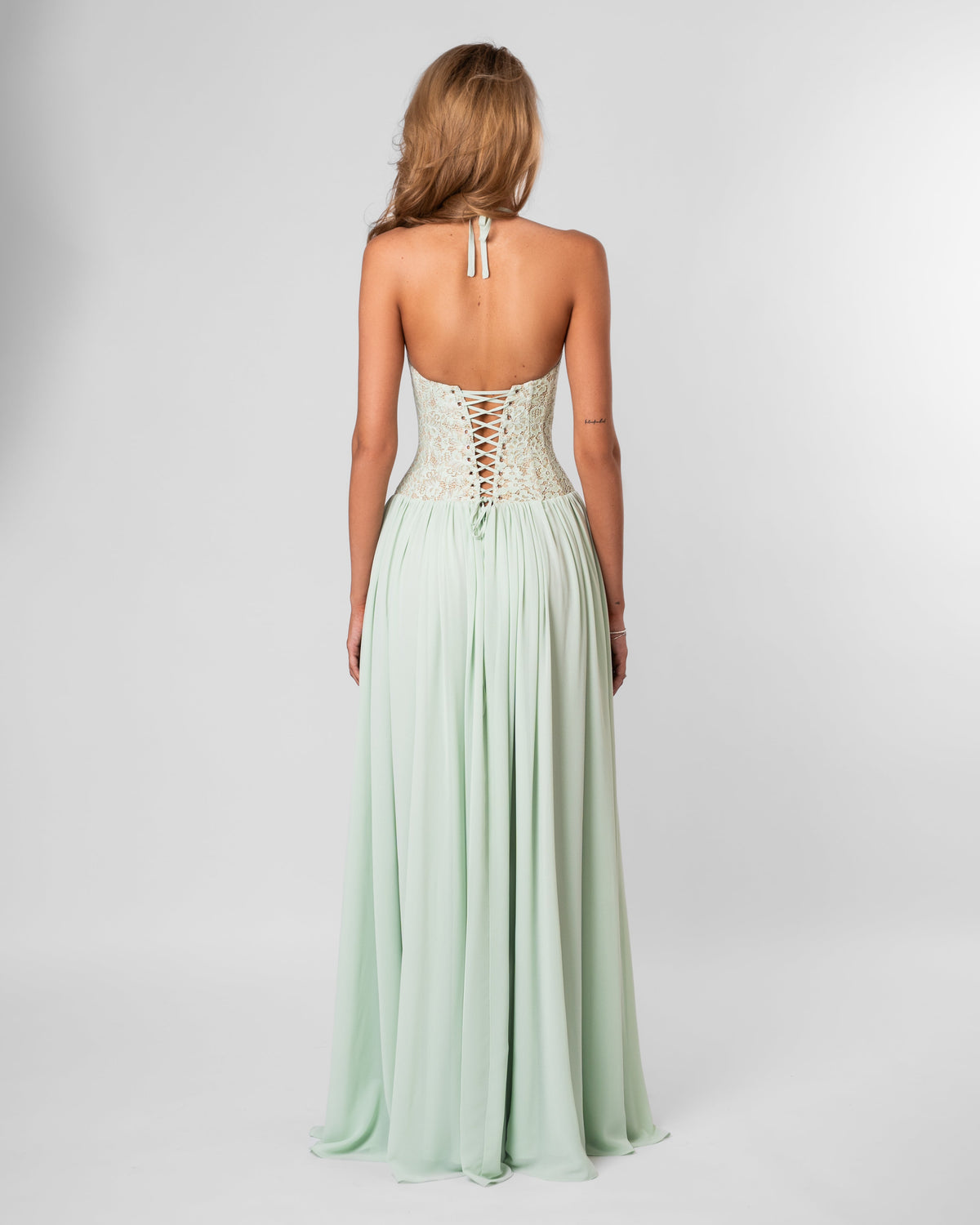 Green Lace Corset Maxi Dress