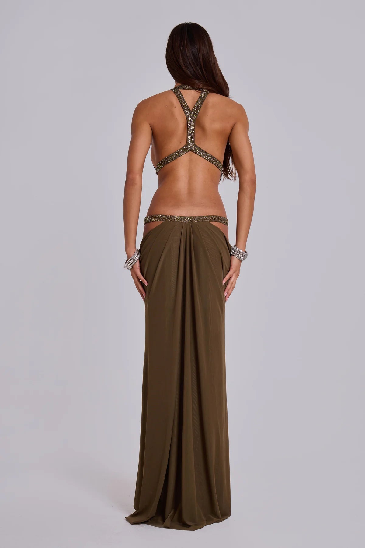 Olive Grecian Maxi Dress