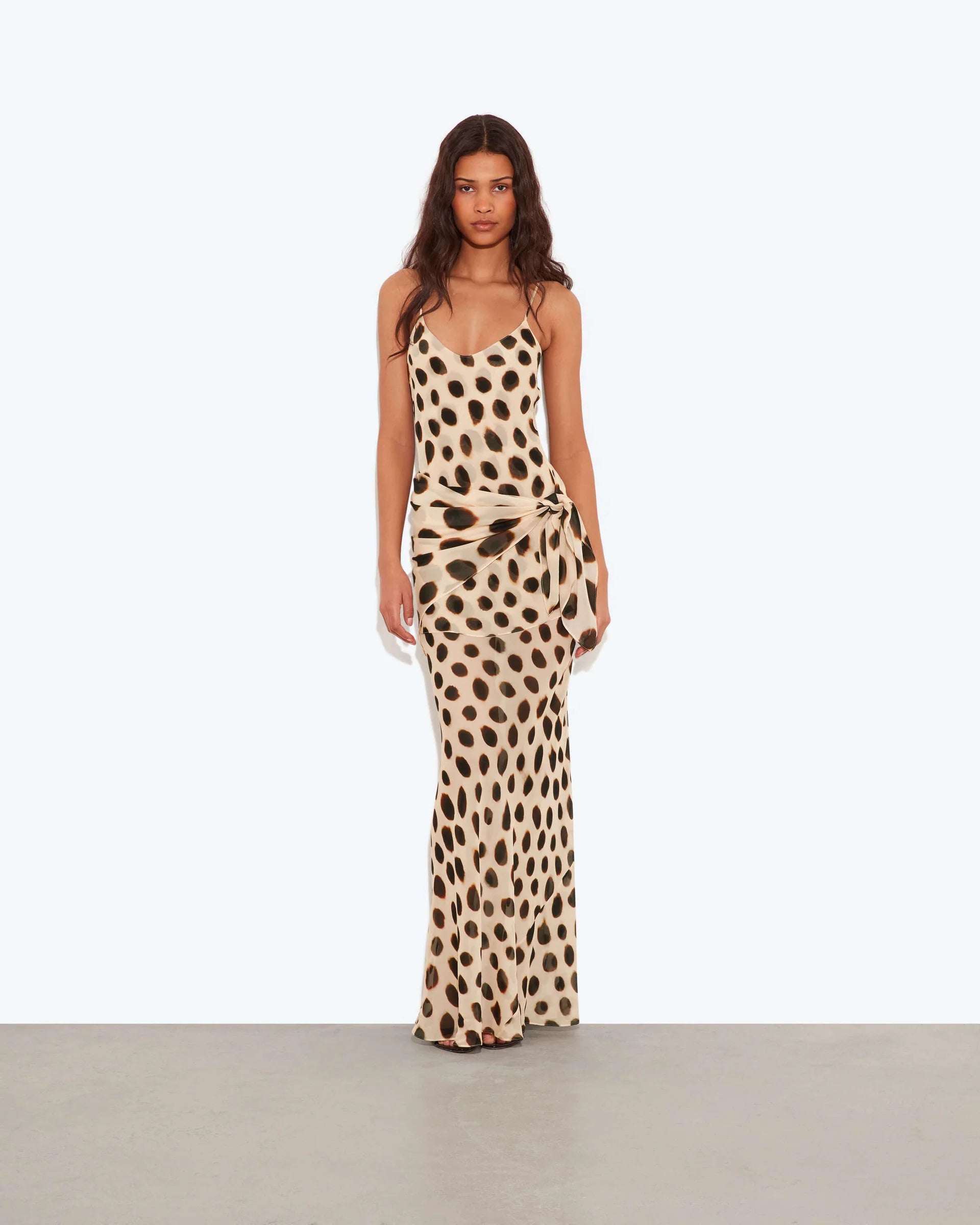 Leopard Tie-Waist Slip Maxi