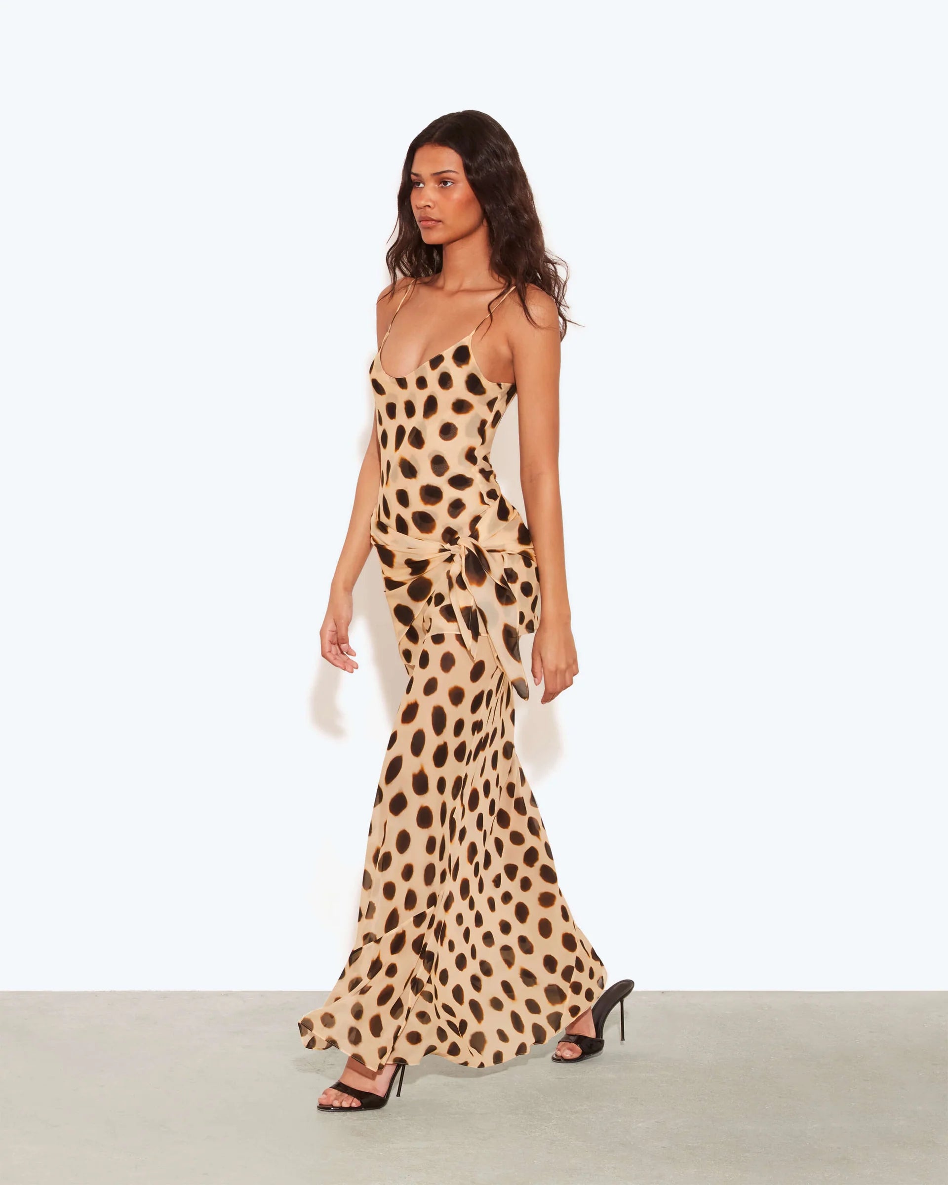 Leopard Tie-Waist Slip Maxi
