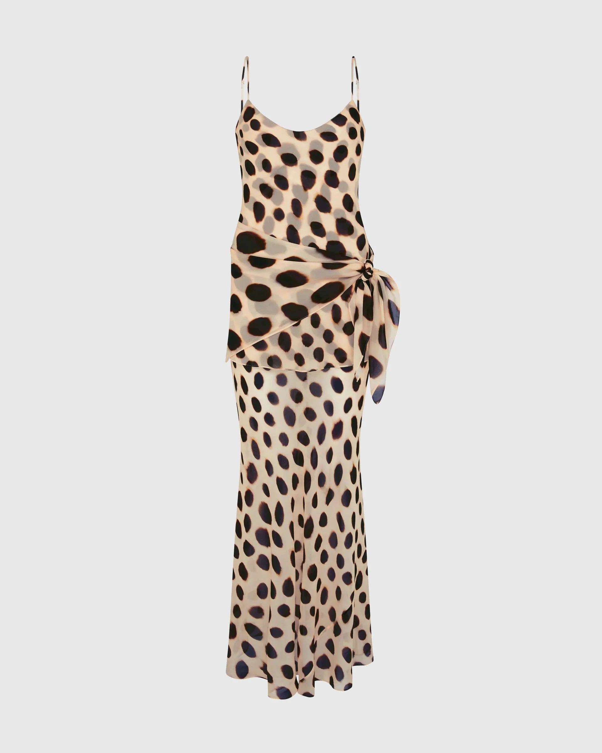 Leopard Tie-Waist Slip Maxi