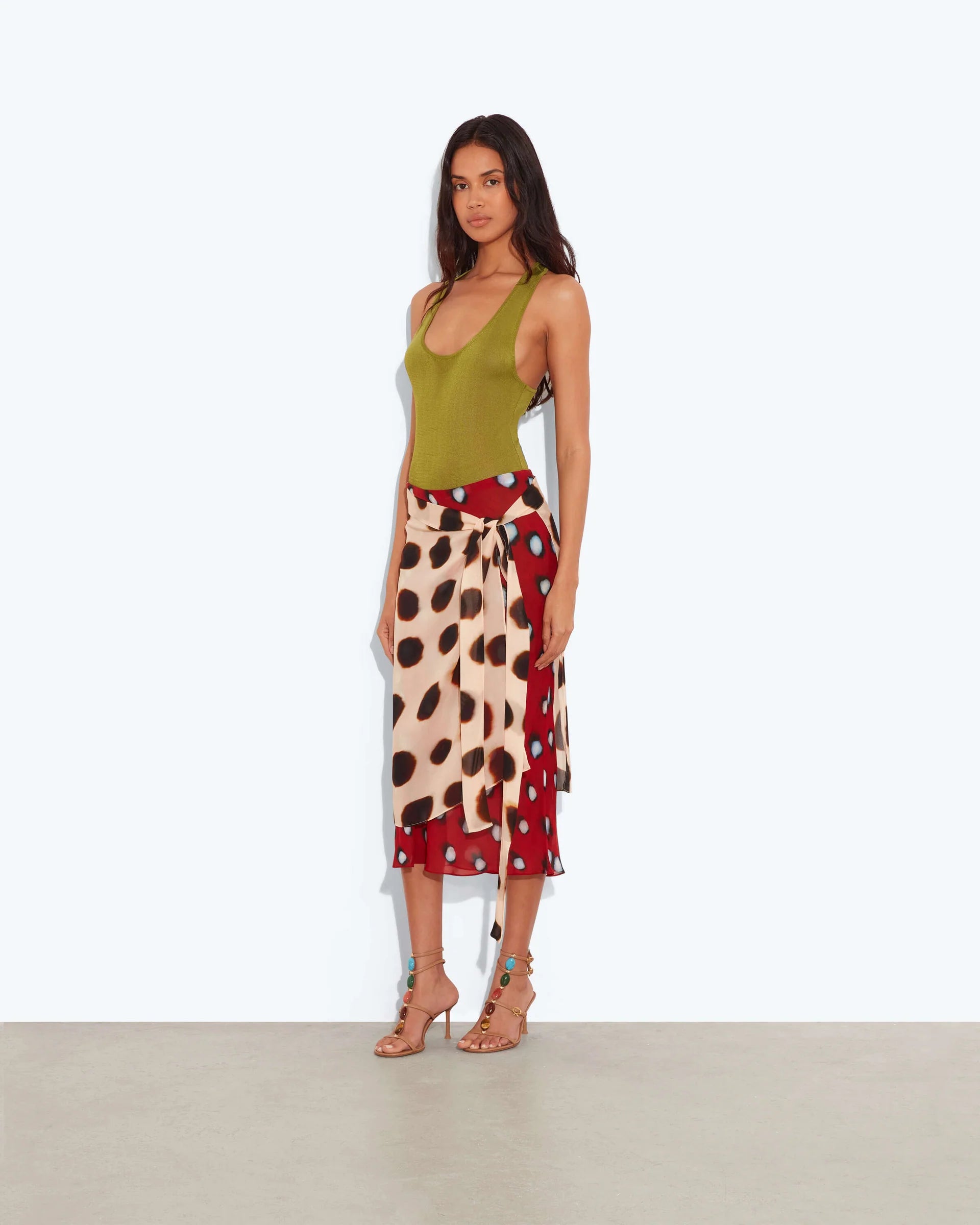 Sheer Wrap Sarong Midi Skirt