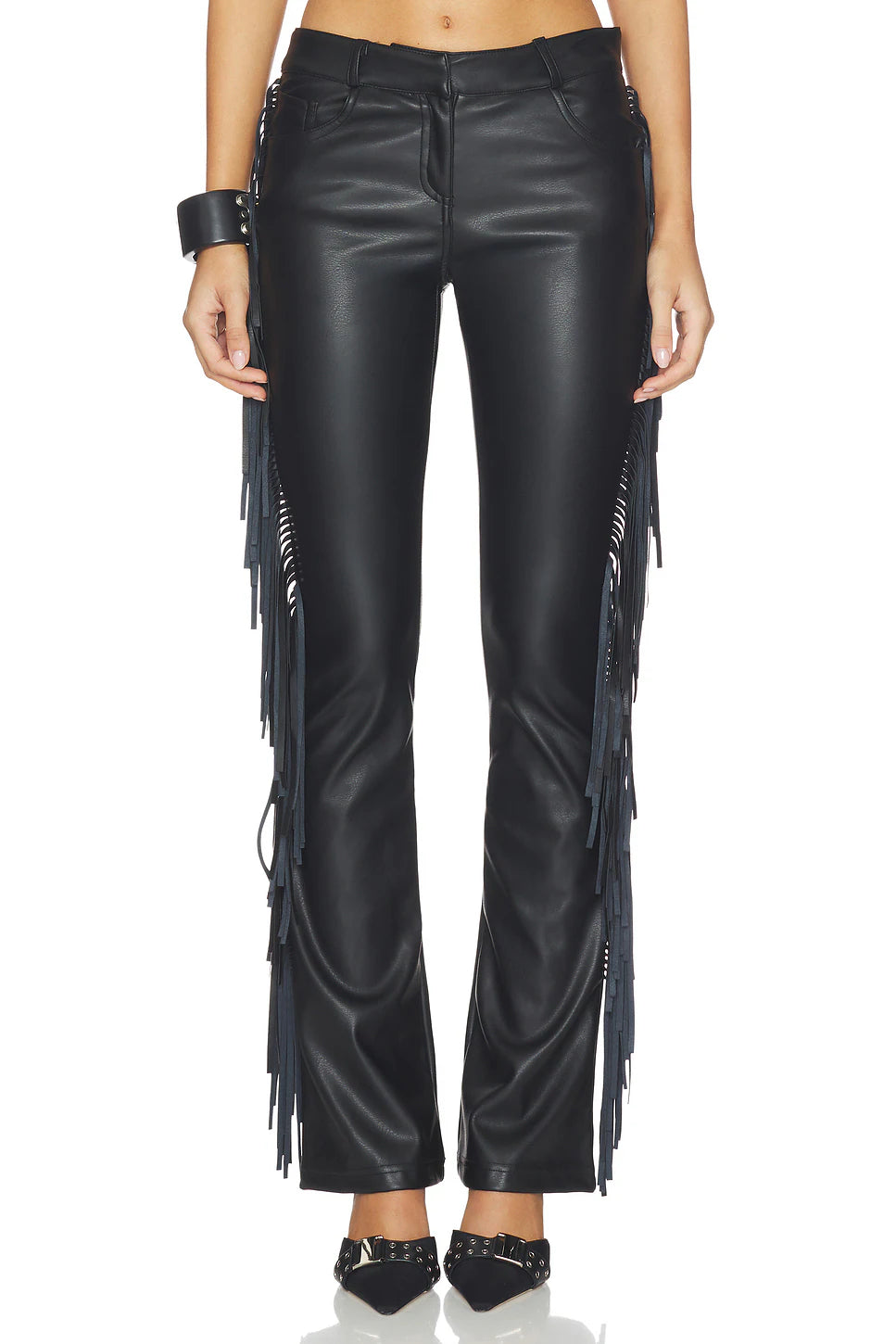 Fringe Leather Pants