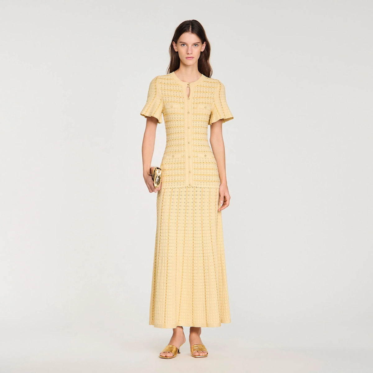 Pointelle Knit Maxi Dress