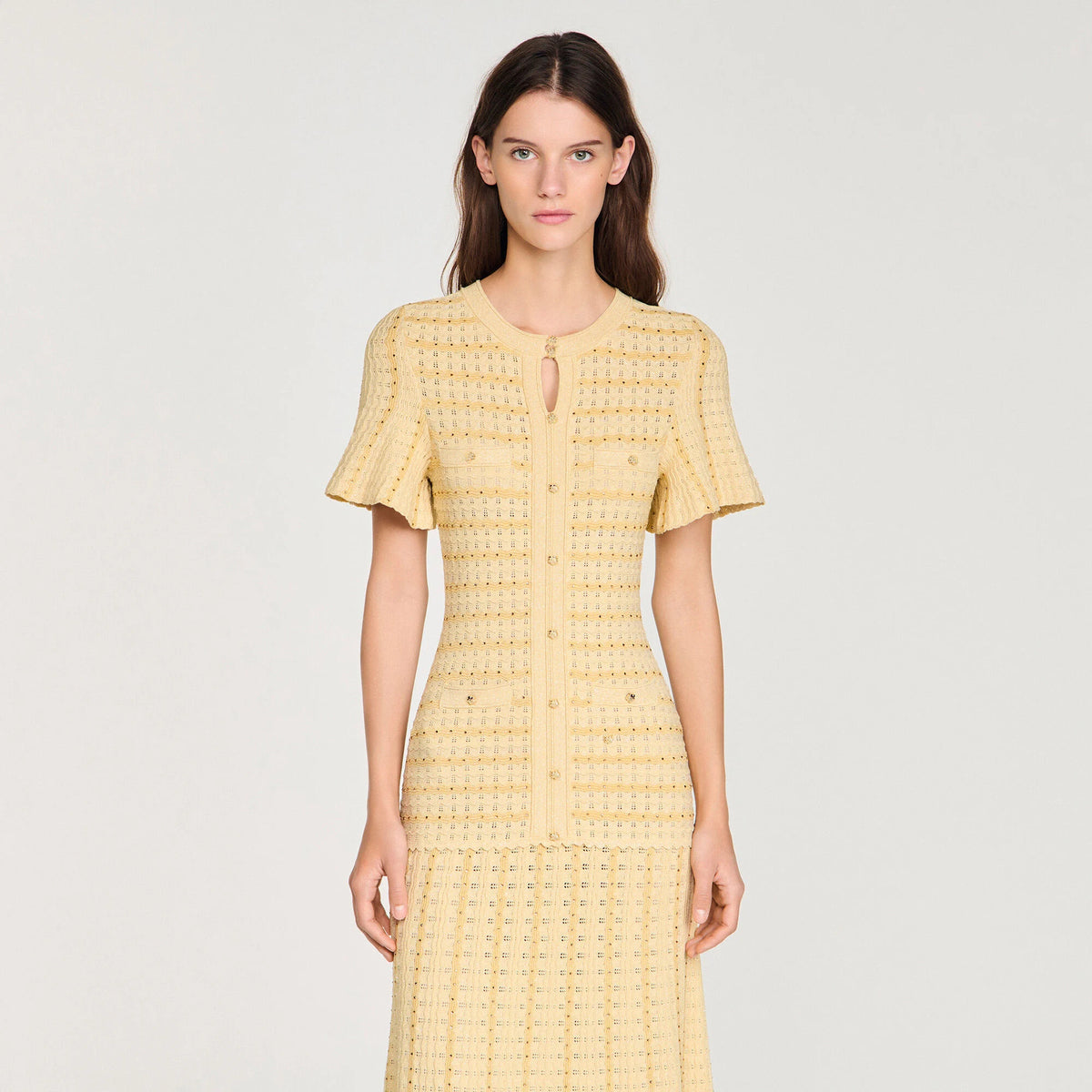 Pointelle Knit Maxi Dress