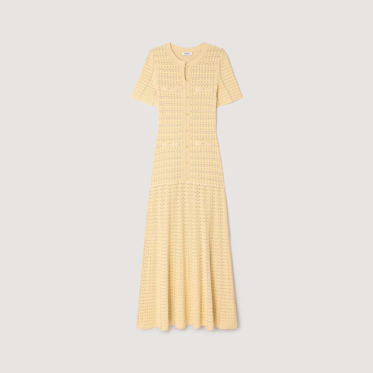 Pointelle Knit Maxi Dress