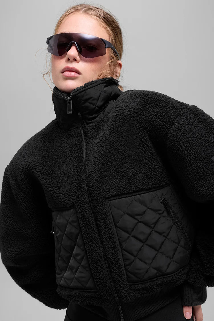 Juno Quilted Sherpa Bomber Jacket