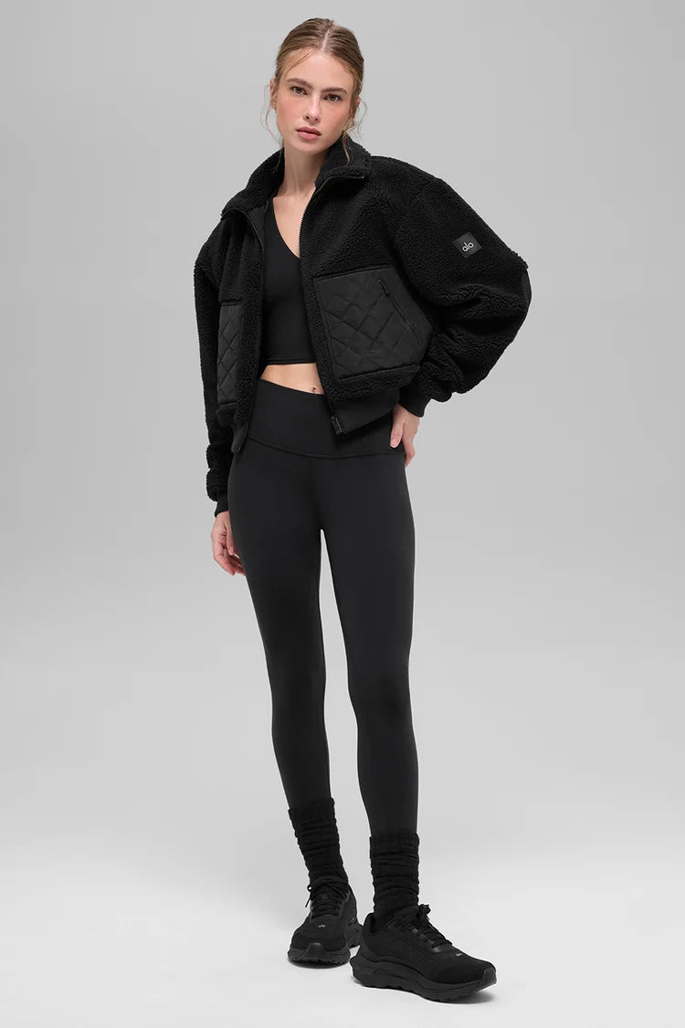Juno Quilted Sherpa Bomber Jacket