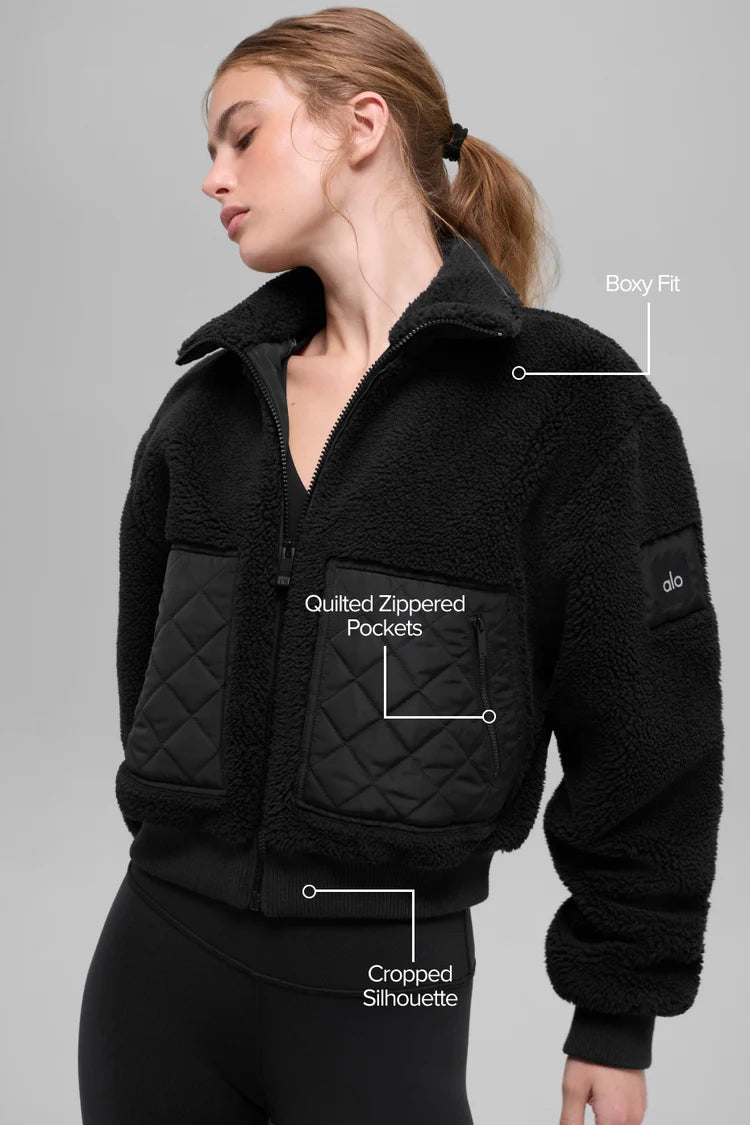 Juno Quilted Sherpa Bomber Jacket