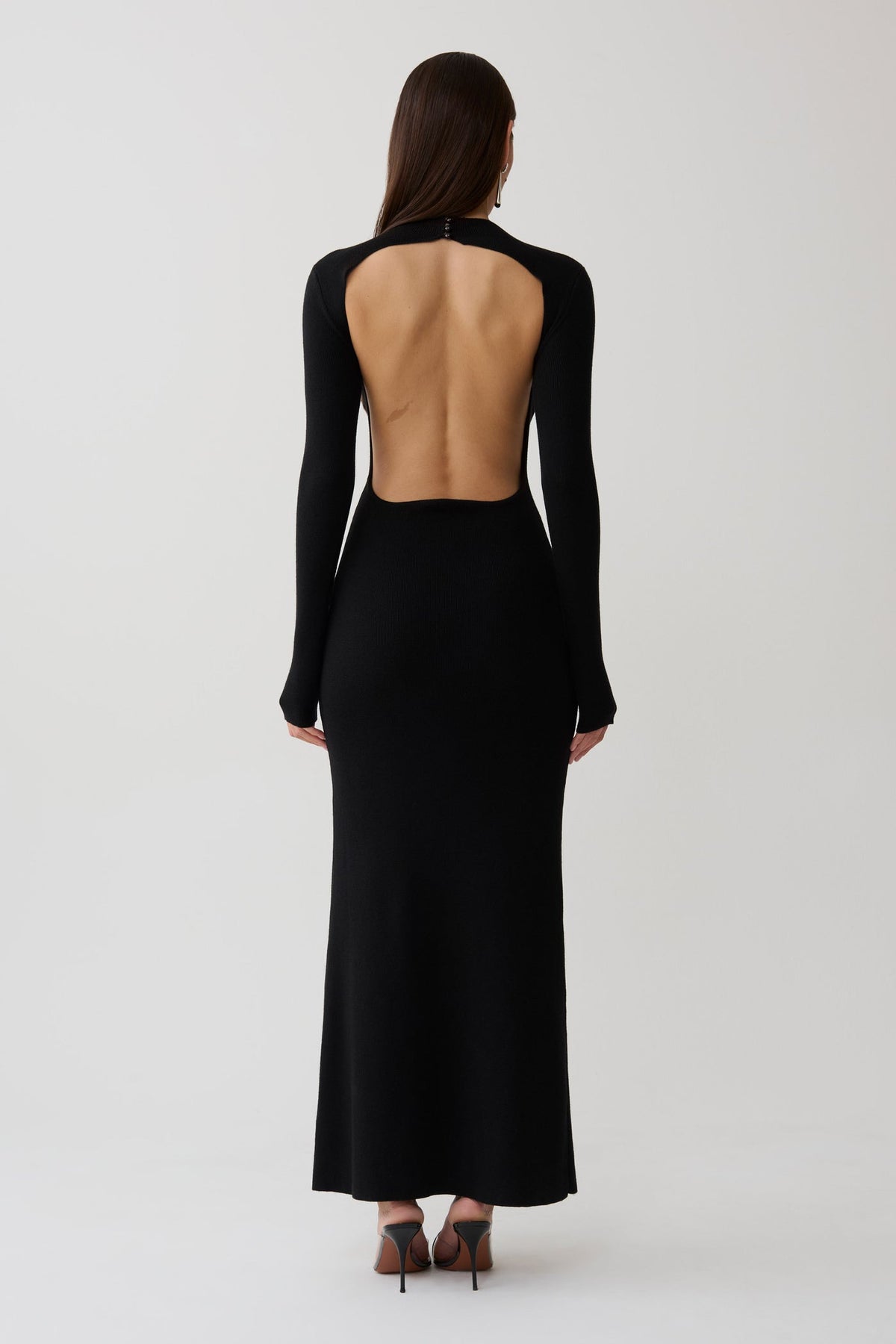 Alina Open Back Long Sleeve Knit Maxi Dress