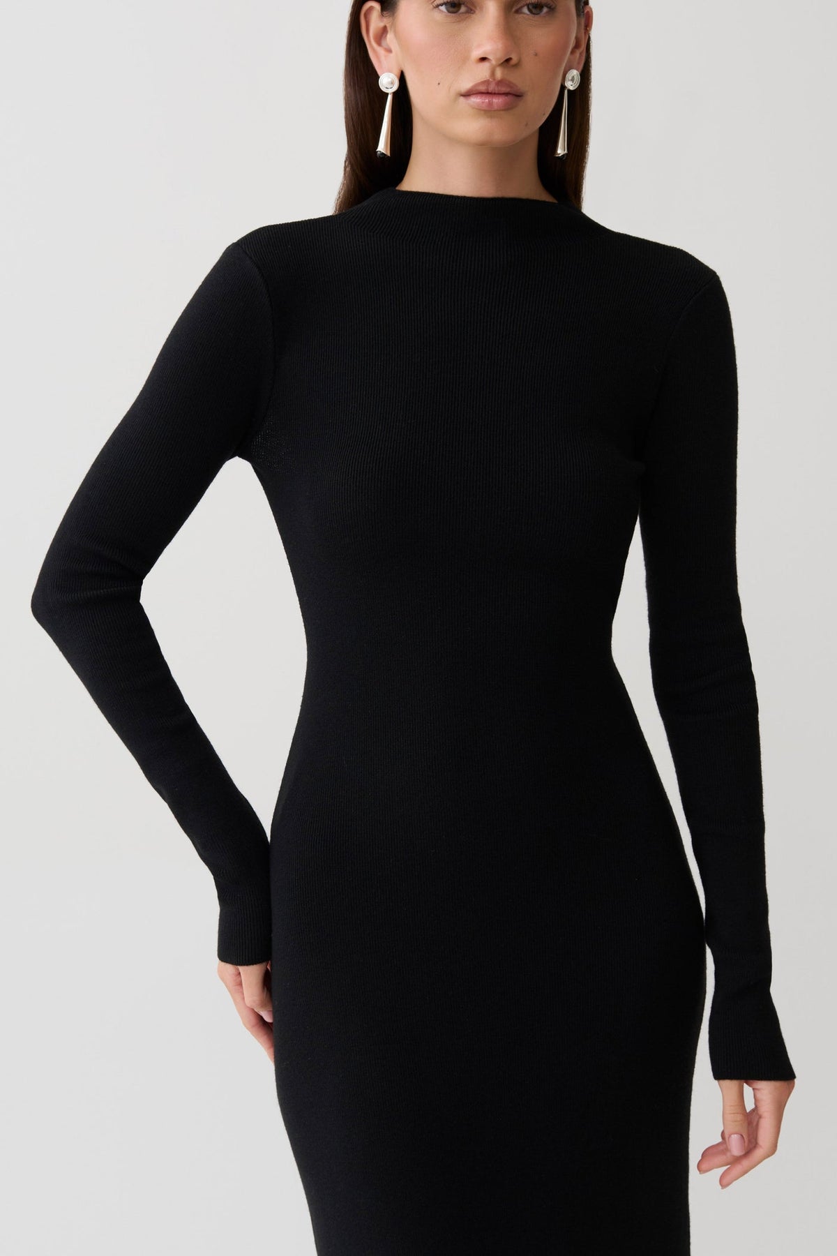 Alina Open Back Long Sleeve Knit Maxi Dress