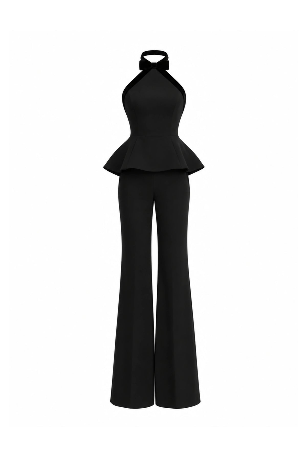 Ariana Bow Halter Peplum Top & Flare Pants Set