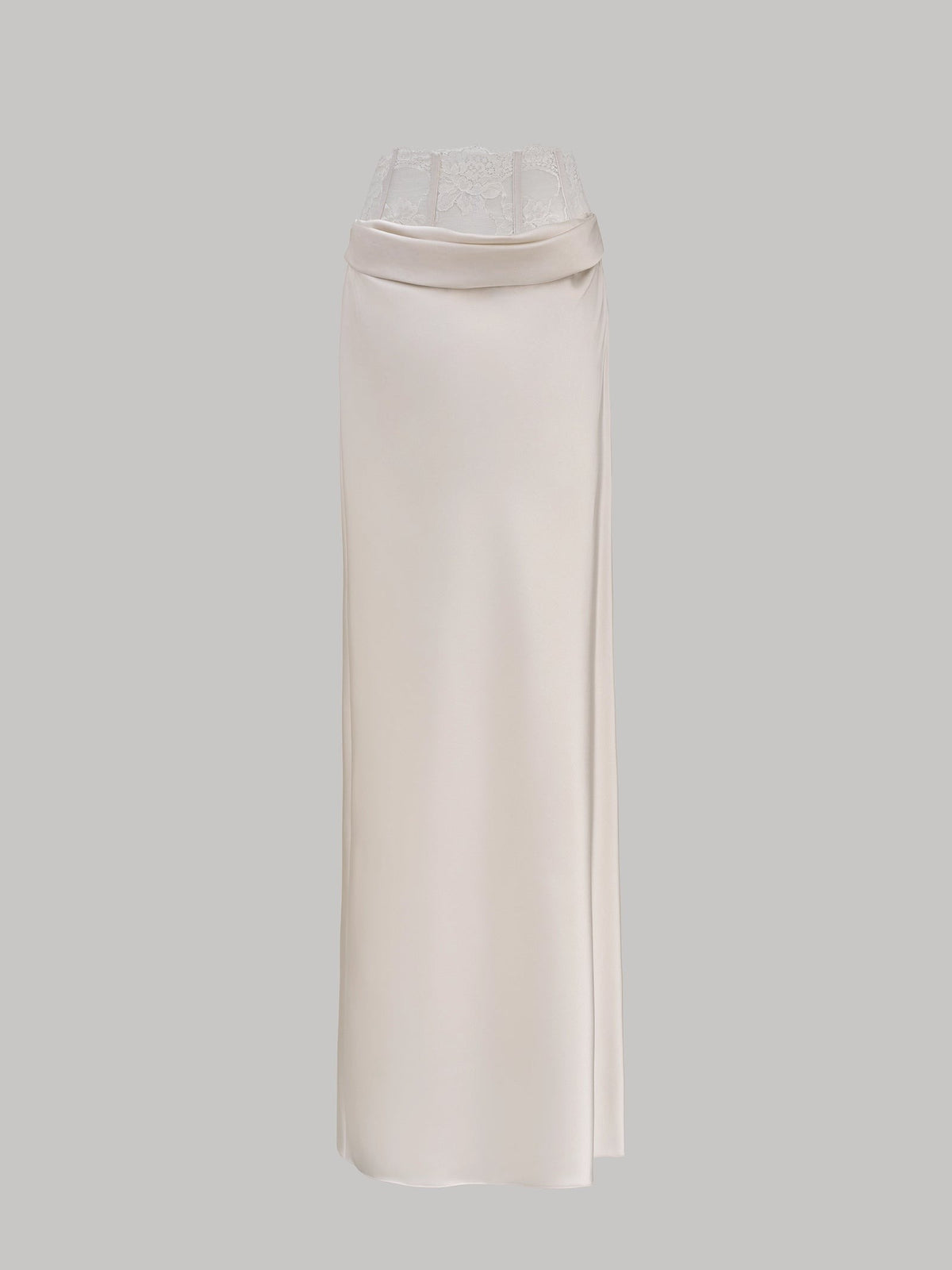 Aurora Lace Waist Satin Maxi Skirt - Ecru