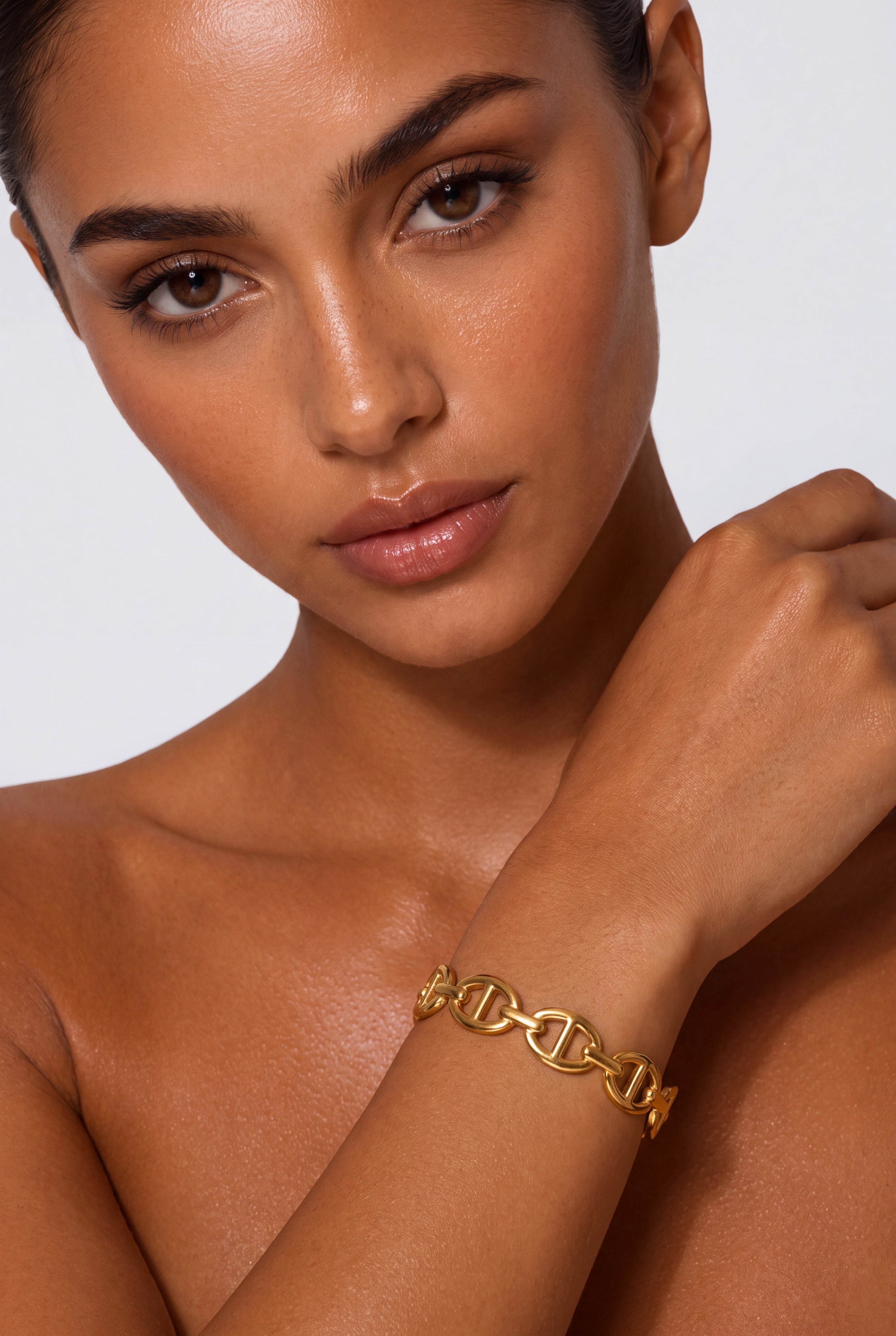 Gold Mariner Link Cuff Bracelet